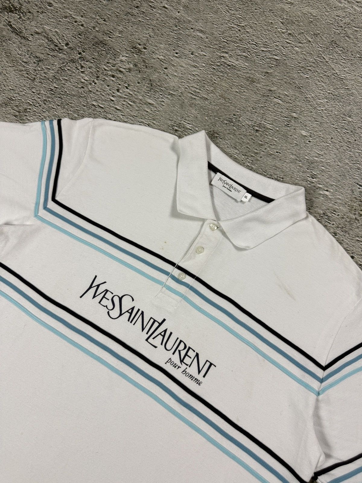 Yves Saint Laurent Yves Saint Laurent polo big logo T-shirt YSL white Size US XXL / EU 58 / 5 - 2 Thumbnail