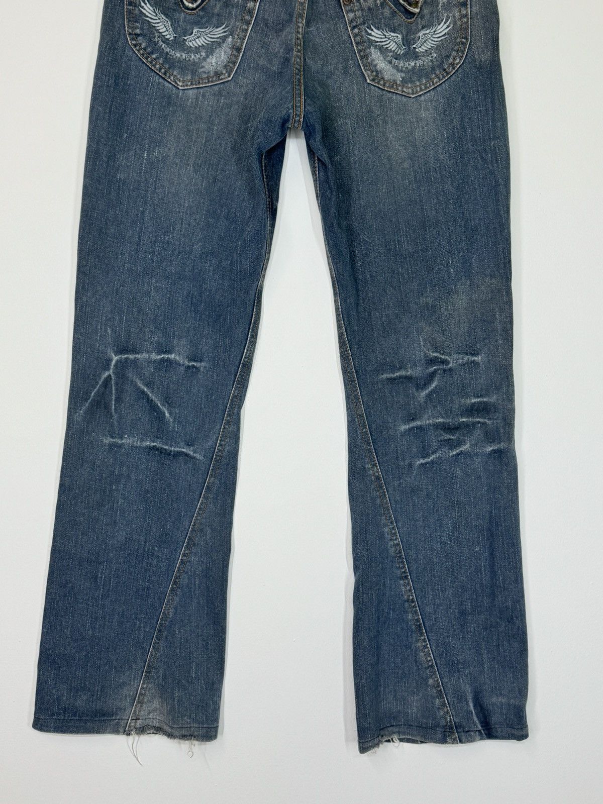 If Six Was Nine FLARE TWIST LEG NYLAUS THUNDER⚡️DISTRESSED JEANS Size US 32 / EU 48 - 12 Thumbnail