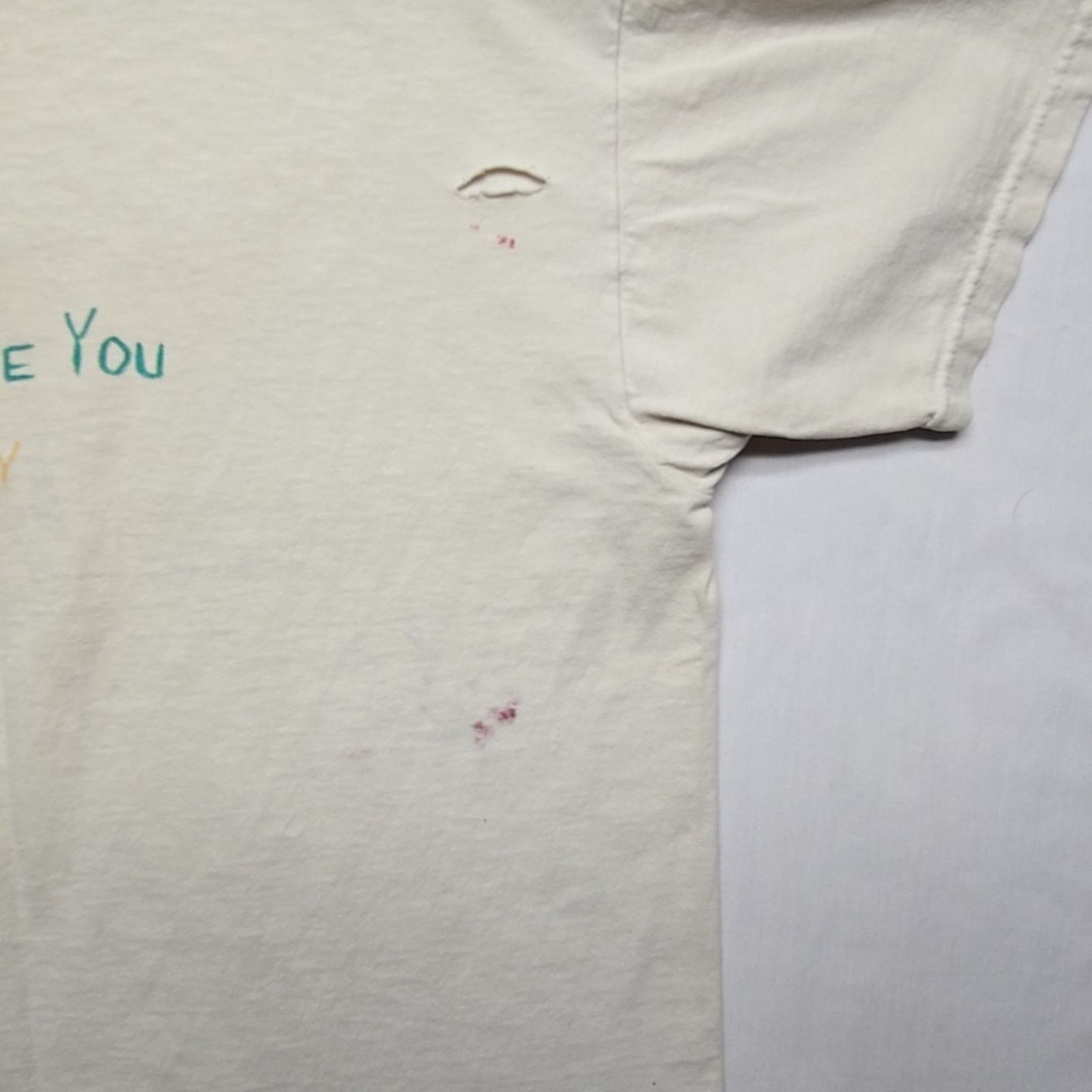Fruit Of The Loom Vintage Best Dad Shirt Handprint Distressed Large White Tee Size US L / EU 52-54 / 3 - 8 Thumbnail