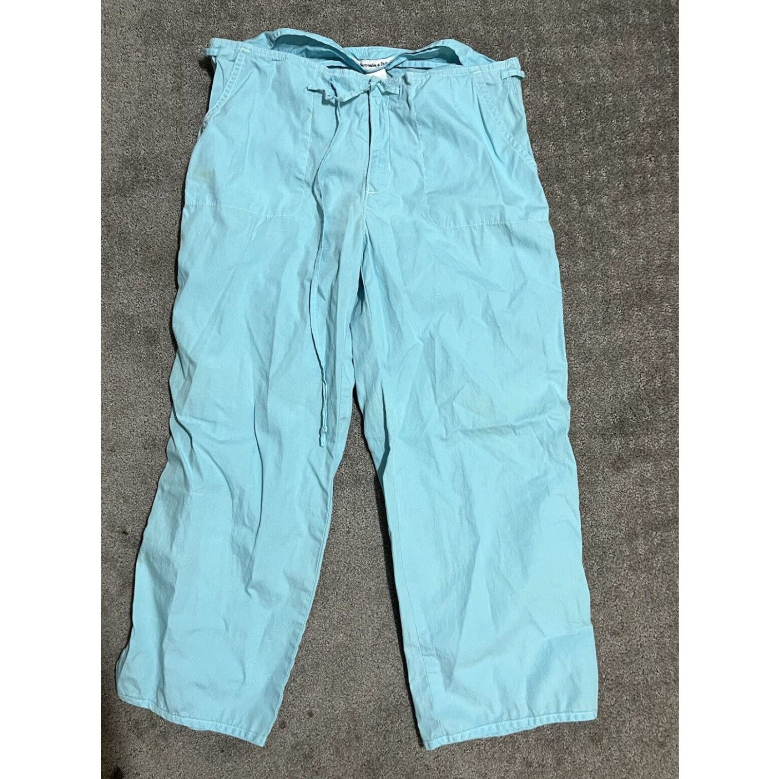 Abercrombie & Fitch Abercrombie & Fitch Tie Waist & Ankle Crop Pants 4 Blue Aqua Women's Cropped Pants Size 27" / US 4 / IT 40 - 2 Thumbnail