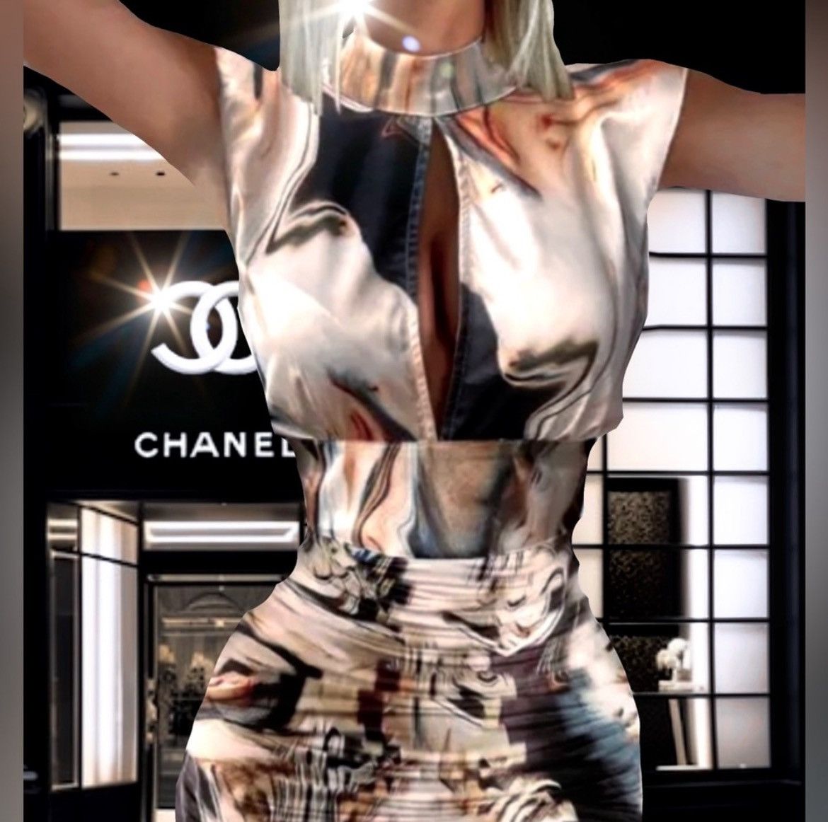 Designer × Other NWT , Lavishly Paris Marble Ruched Designer Dress Size S / US 4 / IT 40 - 1 Thumbnail