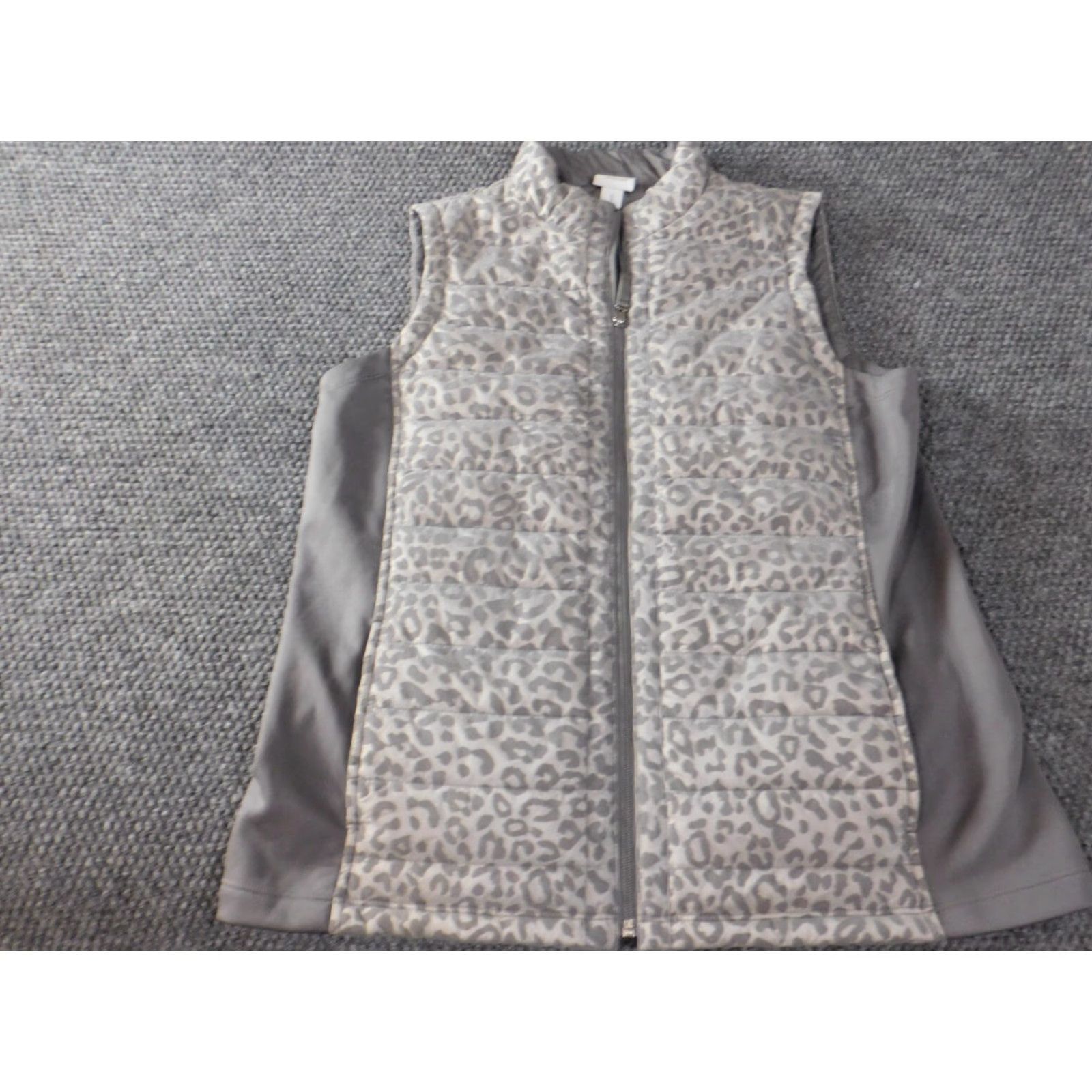 Vintage Chico's Vest Size 1 gray Women's Vest Full Zip stretch weekends puffer polyester Size XS / US 0-2 / IT 36-38 - 2 Thumbnail