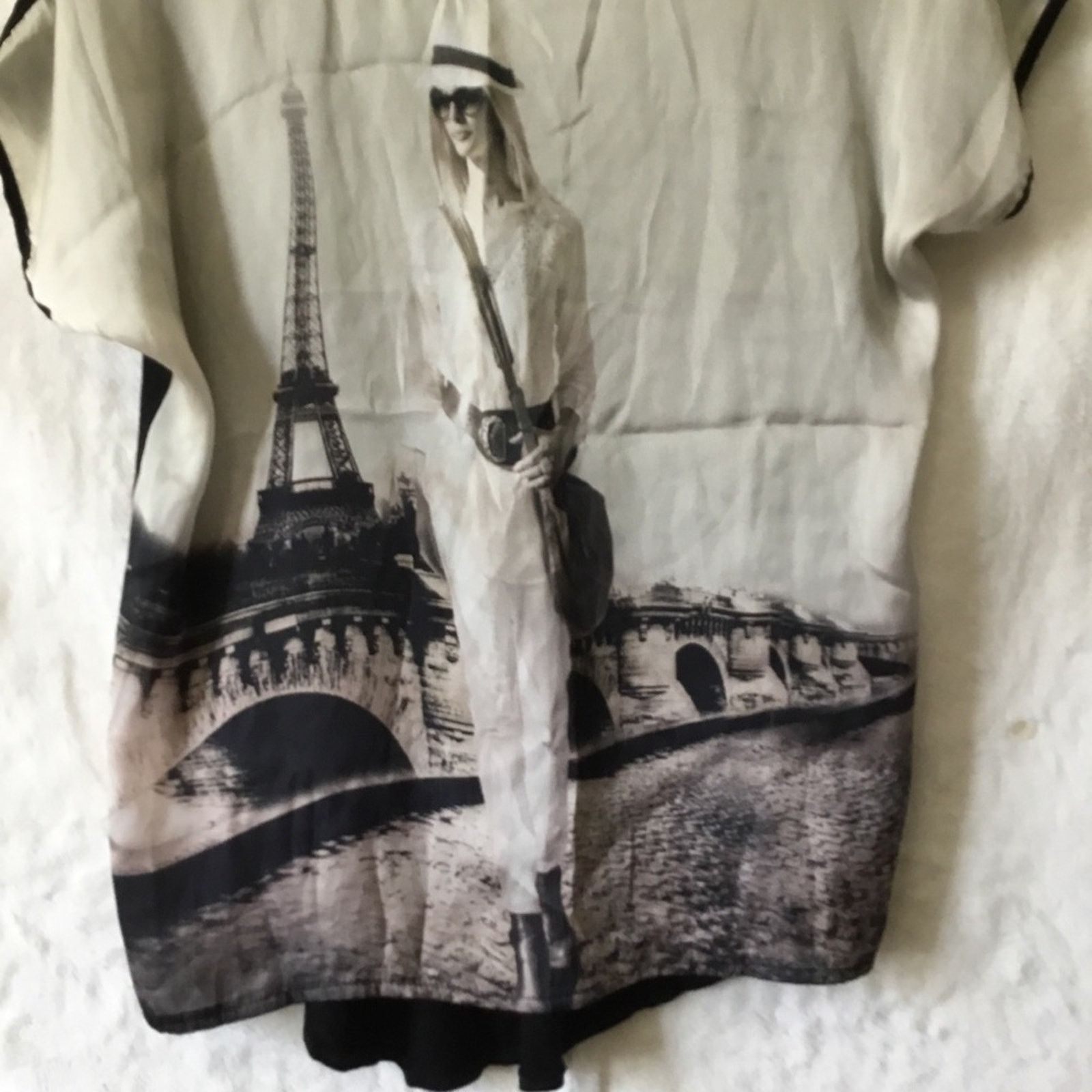 Other Yuni Los Angeles Black & Light Gray Eiffel Tower Graphic Top Size S / US 4 / IT 40 - 4 Thumbnail