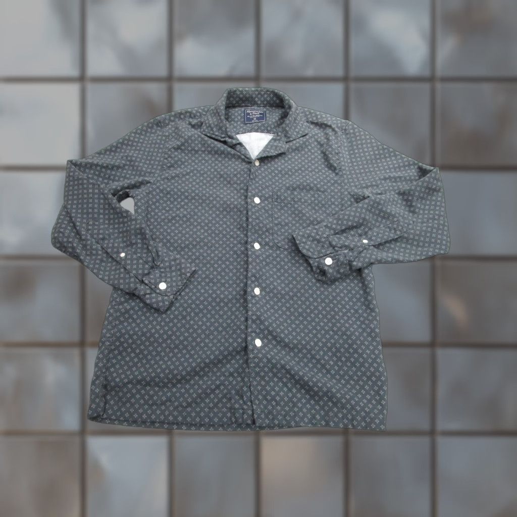 Abercrombie & Fitch Abercrombie & Fitch Mens XS Gray Geometric Cotton Blend Button-Up Shirt Casual Size US XS / EU 42 / 0 - 1 Thumbnail
