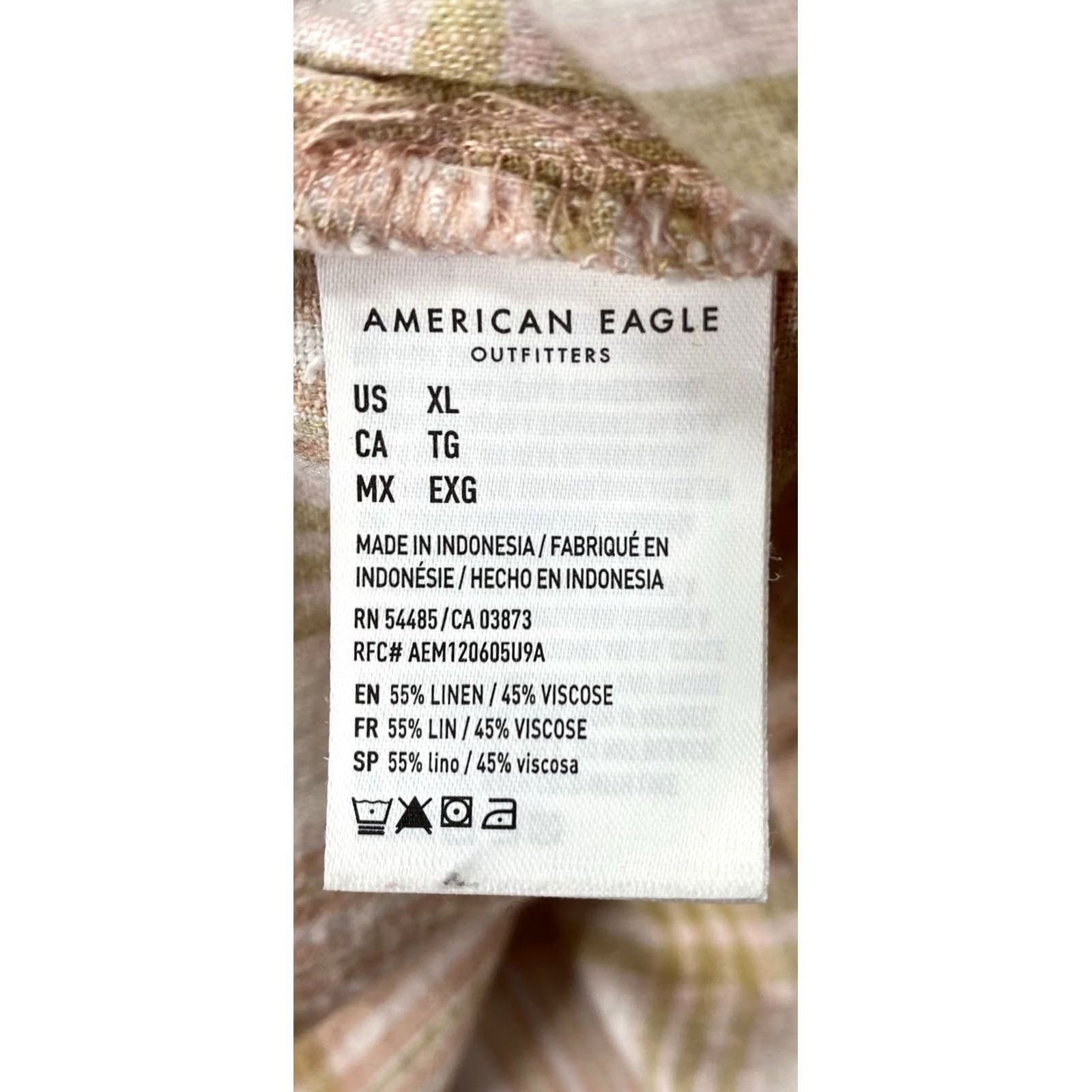 American Eagle Outfitters American Eagle Outfitters Womens Button-Up Shirt XL Plaid Linen Chambray Roll Tab Sleeve Tunic Casual Beach 90s Style Womens Size L / US 10 / IT 46 - 7 Thumbnail