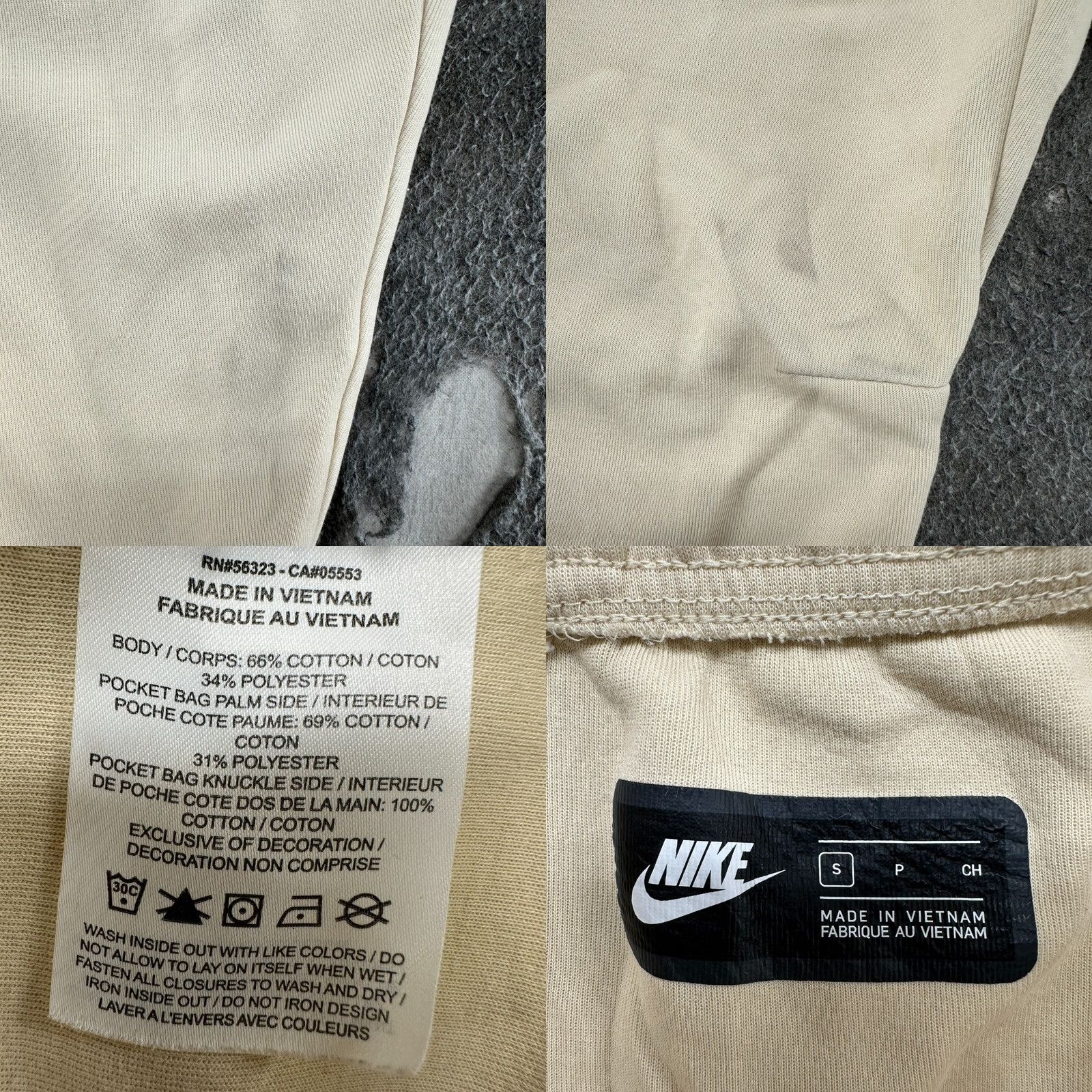 Nike Nike Pants Mens S Beige Jogger Sweat Fleece Swoosh Solid Drawstring Tech Size US 29 - 8 Thumbnail