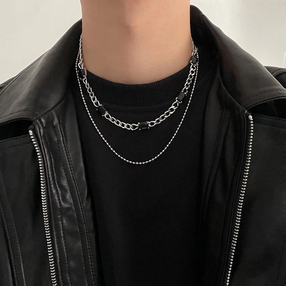 Other Black Crystal Double Layer Chain Necklace Size ONE SIZE - 5 Thumbnail