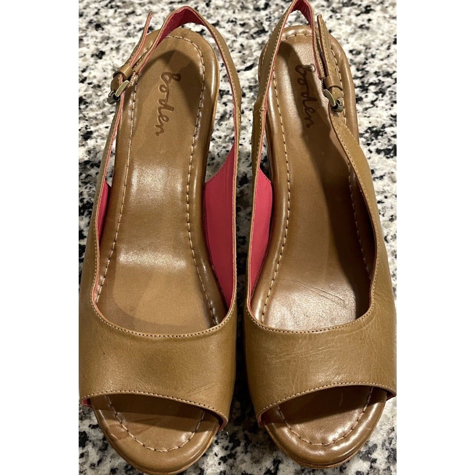 Boden Boden Women’s Sandal Brown Leather Adjustable Strap Size 40 Wooden Clog Size US 8.5 / IT 38.5 - 2 Thumbnail