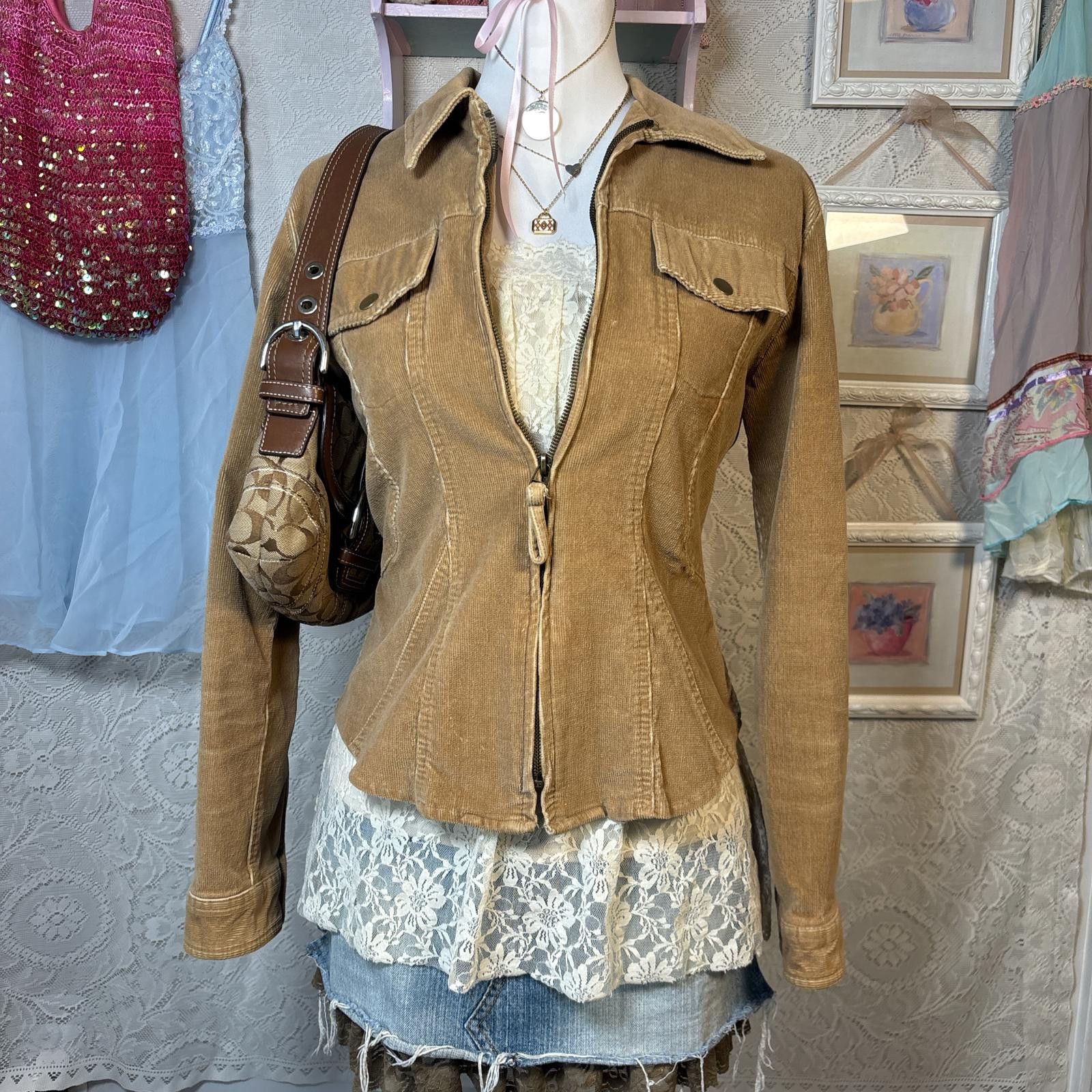 At Last & Co vintage brown corduroy zip up jacket Size L / US 10 / IT 46 - 2 Thumbnail