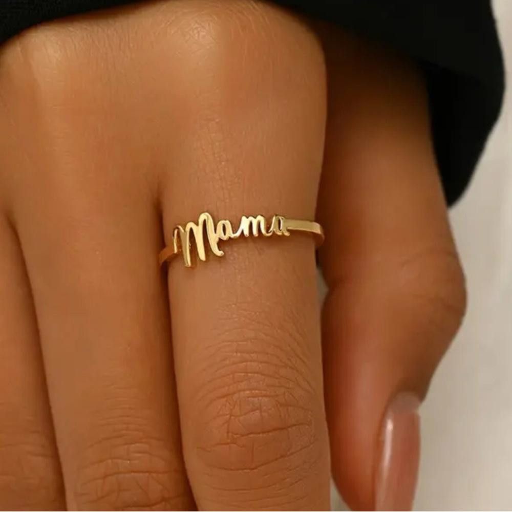 Designer Gold 'Mama' Ring Size ONE SIZE - 2 Thumbnail