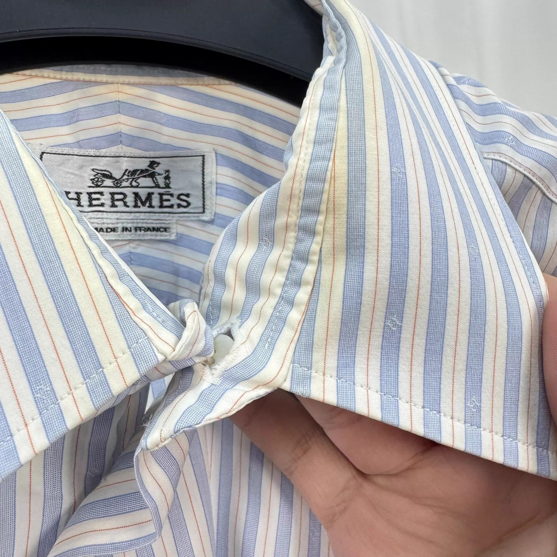 Hermes Hermes H Monogram Stripe Shirt 40 95New Collar-Yellowing Size US M / EU 48-50 / 2 - 5 Thumbnail