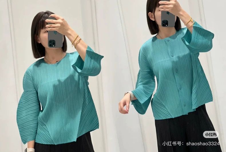 Issey Miyake Issey Miyake size:3 Frozen blue top with long sleeves Size XS / US 0-2 / IT 36-38 - 8 Thumbnail