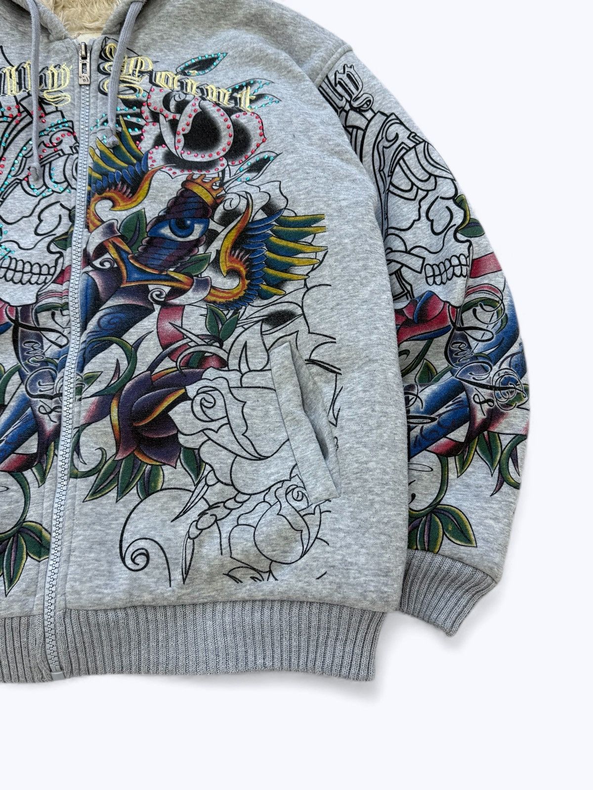 Ed Hardy Vintage Y2K Really Point Ed Hardy Style Zip Hoodie Size US XL / EU 56 / 4 - 7 Thumbnail
