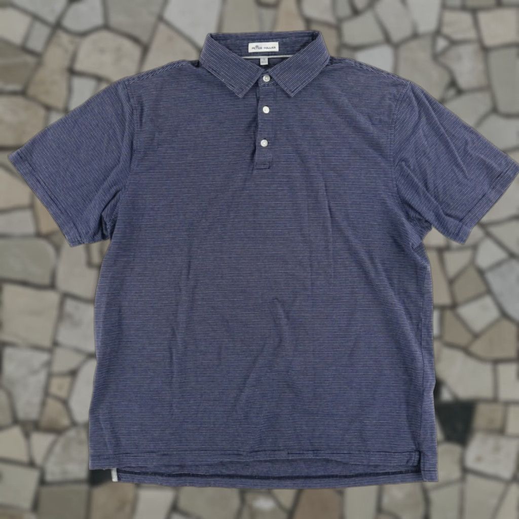 Peter Millar VINTAGE Peter Millar Newport Mini Stretch Striped Polo Shirt Navy Blue Men L Size US L / EU 52-54 / 3 - 1 Thumbnail