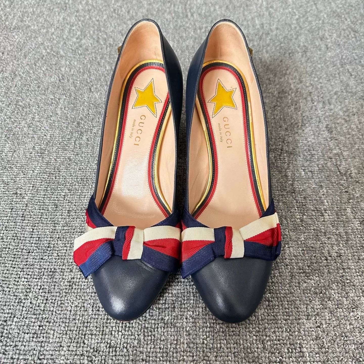 Gucci Gucci Bow High Heels with Tricolor Stripe Size US 6 / IT 36 - 1 Thumbnail