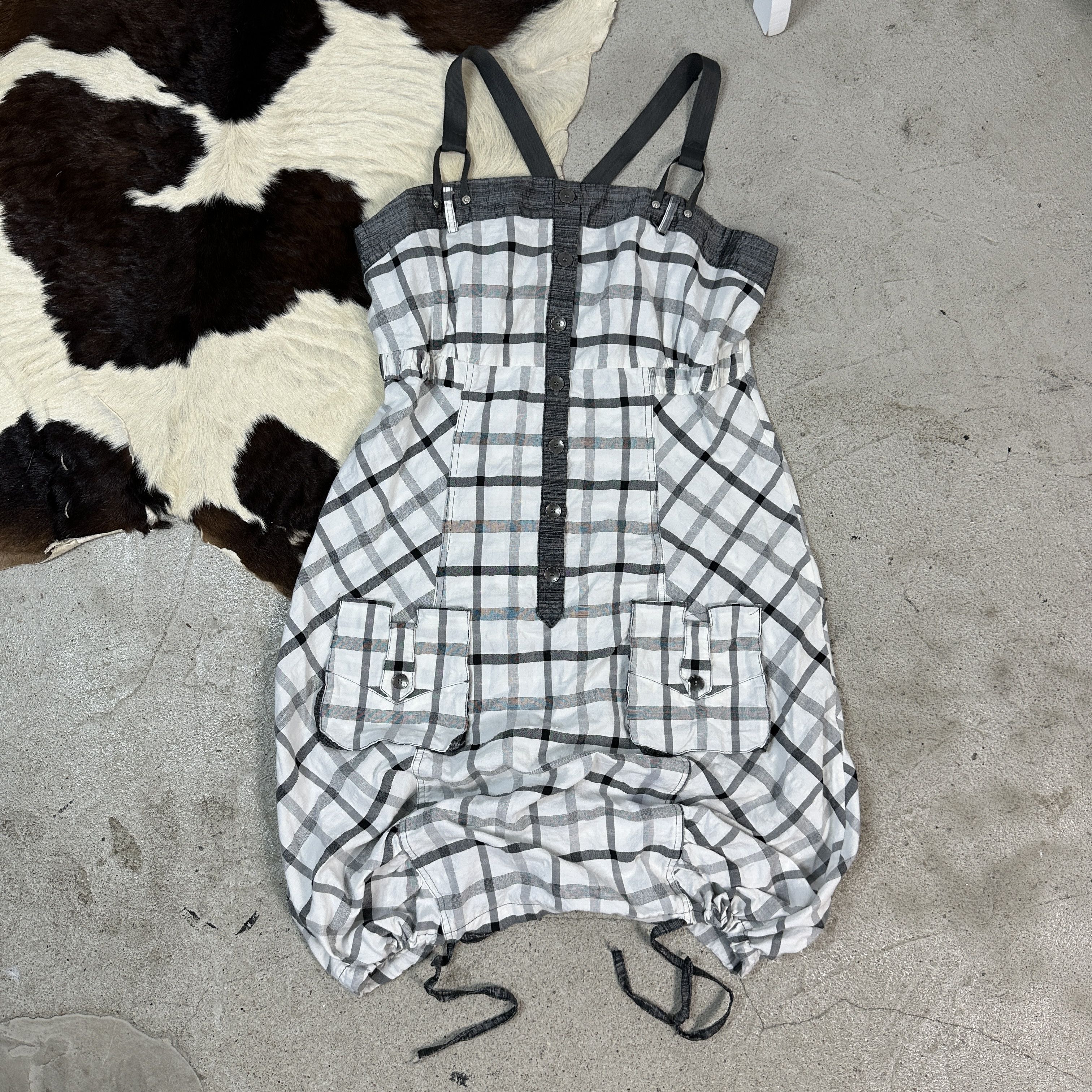 Vintage Vintage Avant Garde Y2K Designer Bubble Checkered Dress Size M / US 6-8 / IT 42-44 - 2 Thumbnail