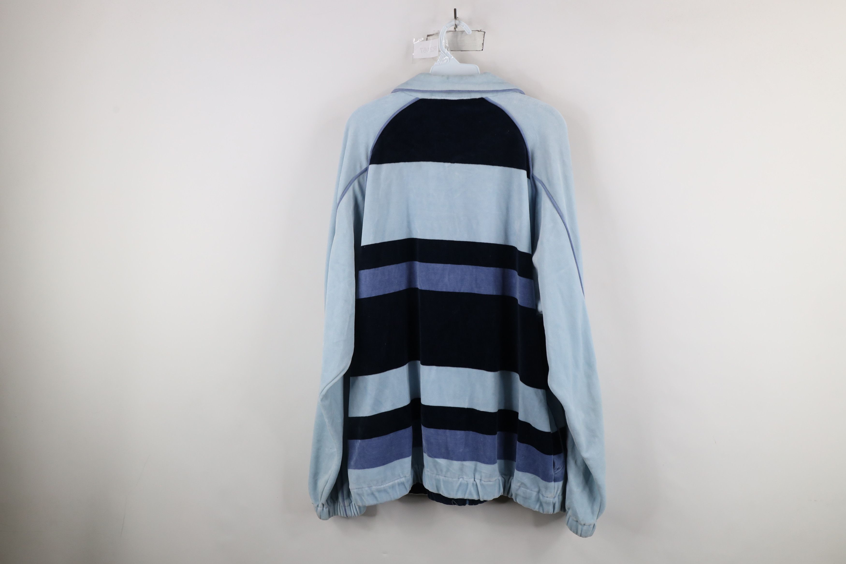 Akademiks × Vintage Vintage 90s Akademiks Striped Velour Full Zip Jacket Blue Size US XL / EU 56 / 4 - 12 Thumbnail