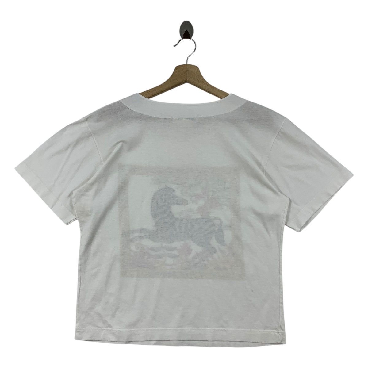 Designer × Salvatore Ferragamo × Vintage Vintage SALVATORE FERRAGAMO Horse printed crop top tee Size M / US 6-8 / IT 42-44 - 4 Thumbnail
