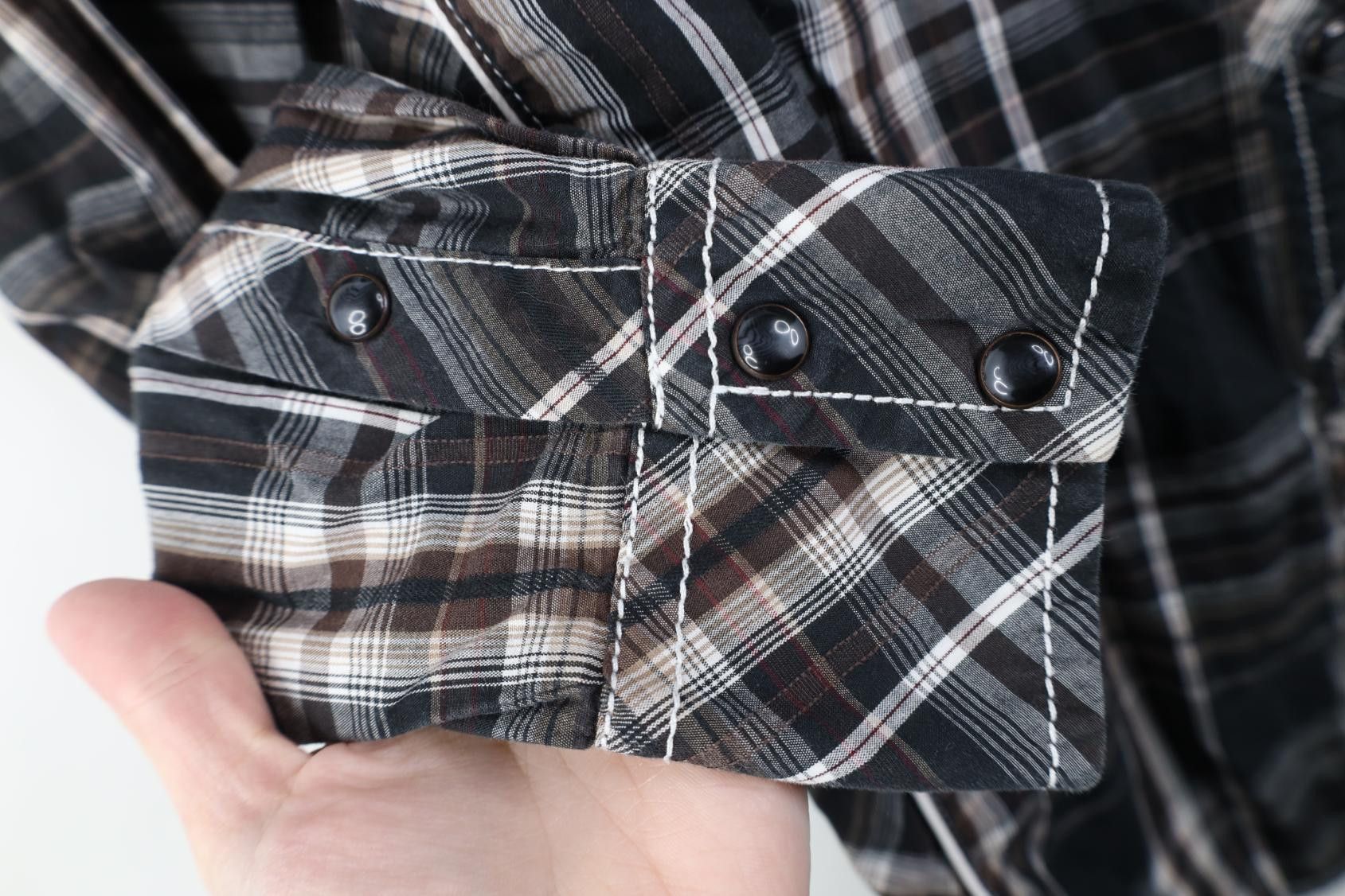 Vintage Buckle BKE Athletic Stitch Snap Button Collared Shirt Plaid Size US L / EU 52-54 / 3 - 7 Thumbnail