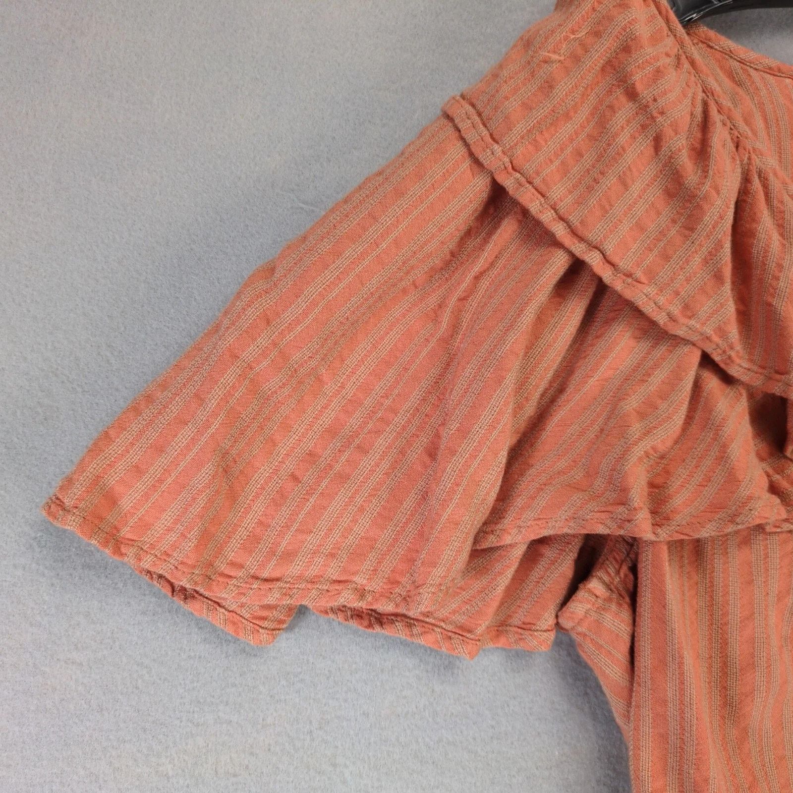 Free People Free People Orange Striped Peasant Crop Top Button Up Shirt Size M / US 6-8 / IT 42-44 - 10 Thumbnail