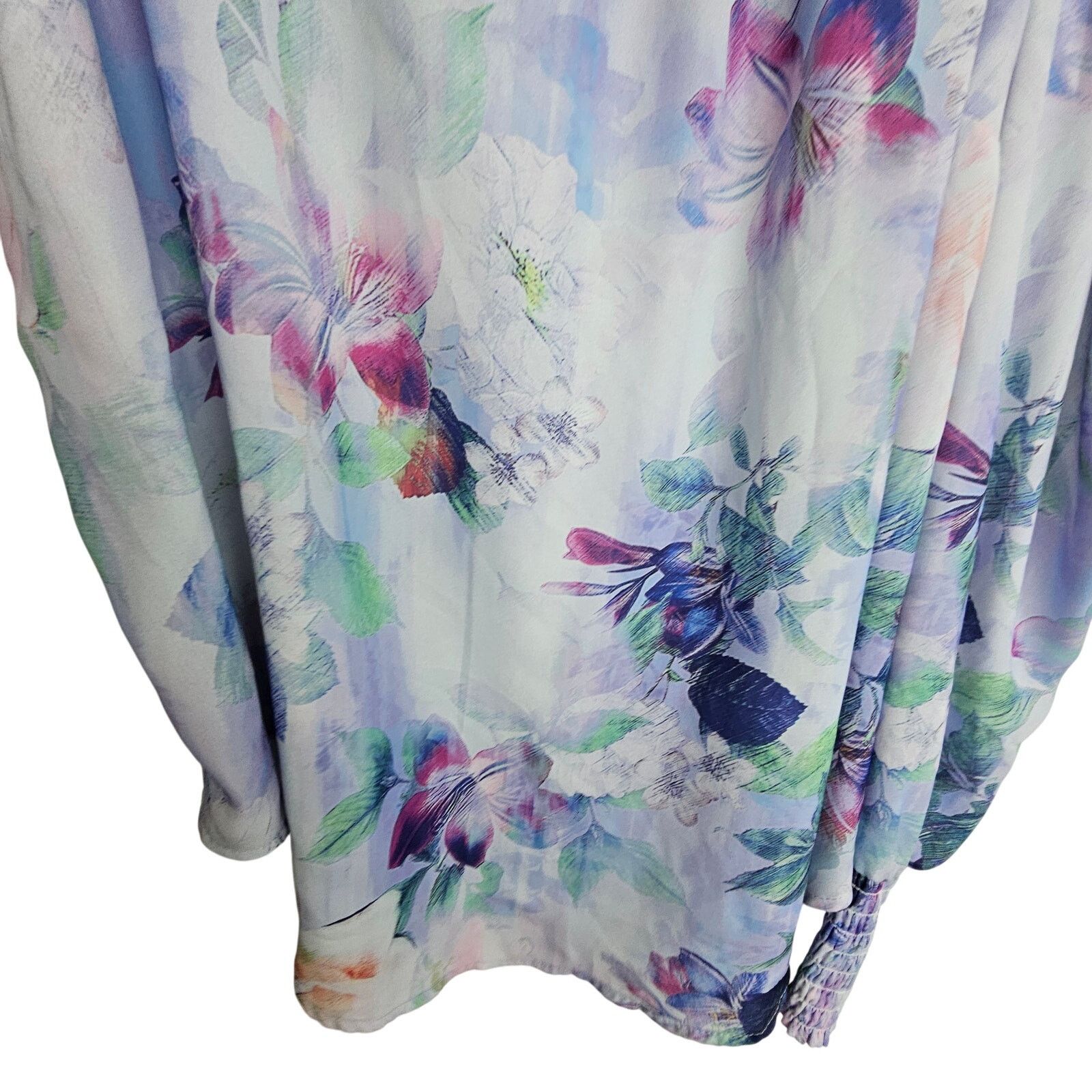 Corridor Torrid Blouse Purple Floral Print Cold Shoulder Top 1X Size XL / US 12-14 / IT 48-50 - 3 Thumbnail