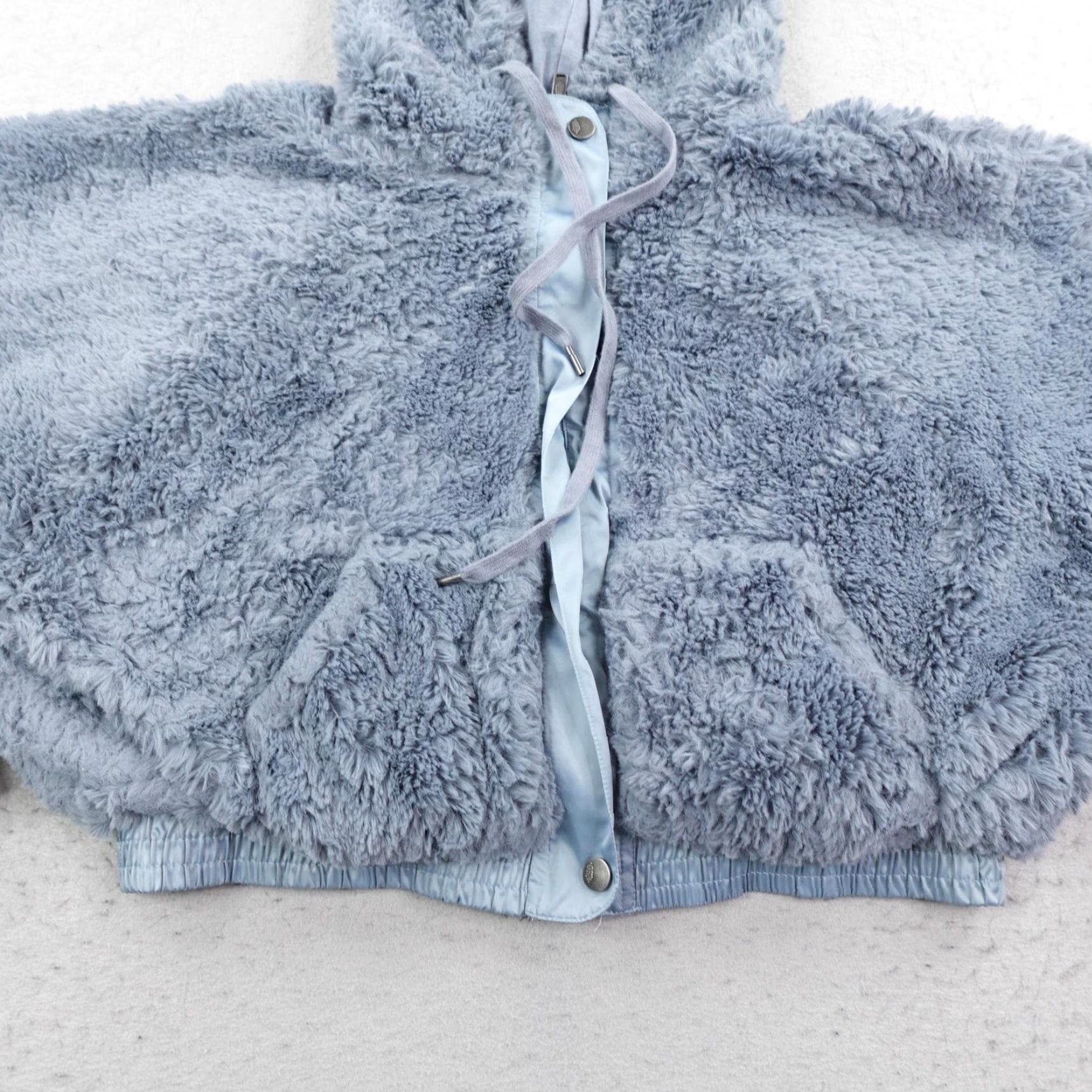 Free People Free People Jacket Womens M/L Blue Hoody Sherpa Fleece Coat Boho Size M / US 6-8 / IT 42-44 - 3 Thumbnail