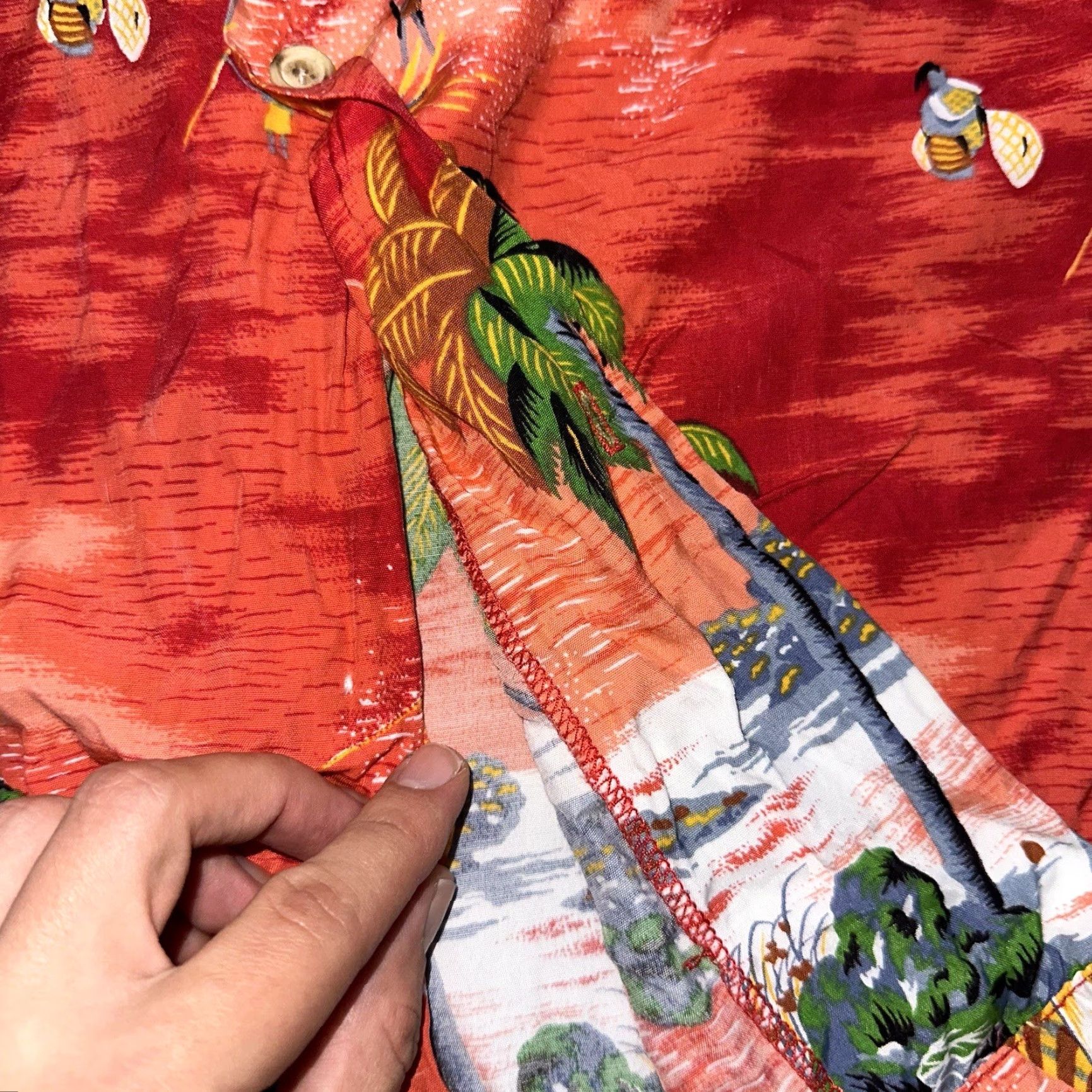 Ocean Pacific VTG Ocean Pacific OP Shirt Hawaiian Aloha Rare 80s 70s Red All Over Print Crazy Multicolor Button-Up Men L Short Sleeve Boys? Wait. Size US L / EU 52-54 / 3 - 7 Thumbnail