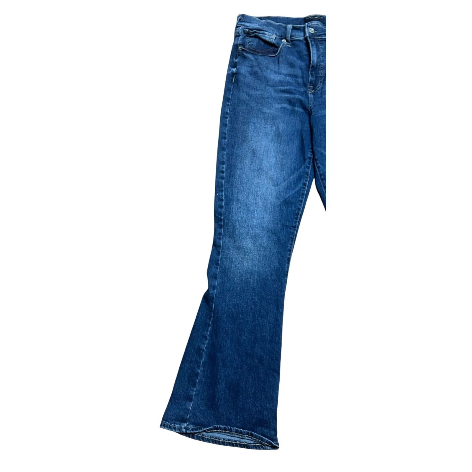 Lucky Brand LUCKY BRAND Jeans Blue Denim Stevie High Rise Flare Pants 12/31 Womens Regular 34x31 Medium Wash Cotton Polyester Spandex Size 34" / US 12 / IT 48 - 2 Thumbnail