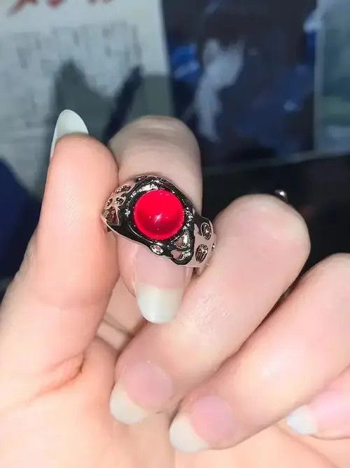 Sterling Silver Red Opal Stone Adjustable Ring Size ONE SIZE - 2 Thumbnail
