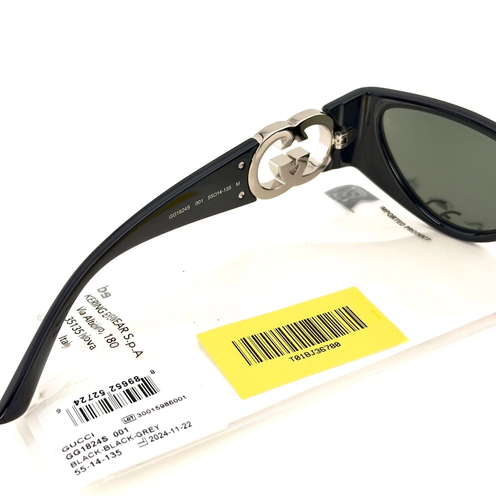 Gucci GUCCI GG1824S Black Cat Mask 1824 Silver Logo Sunglasses 001 Size ONE SIZE - 2 Thumbnail