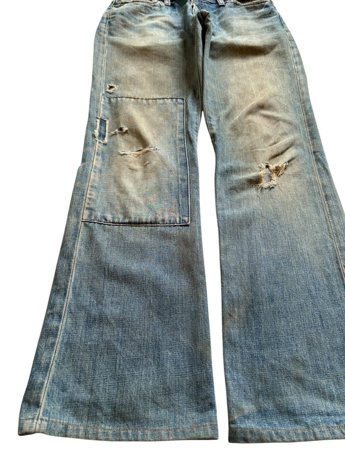 Gap Vintage Gap Tactical Patch Rusty Mud Wash Rip Flare Jeans Size US 27 - 6 Thumbnail