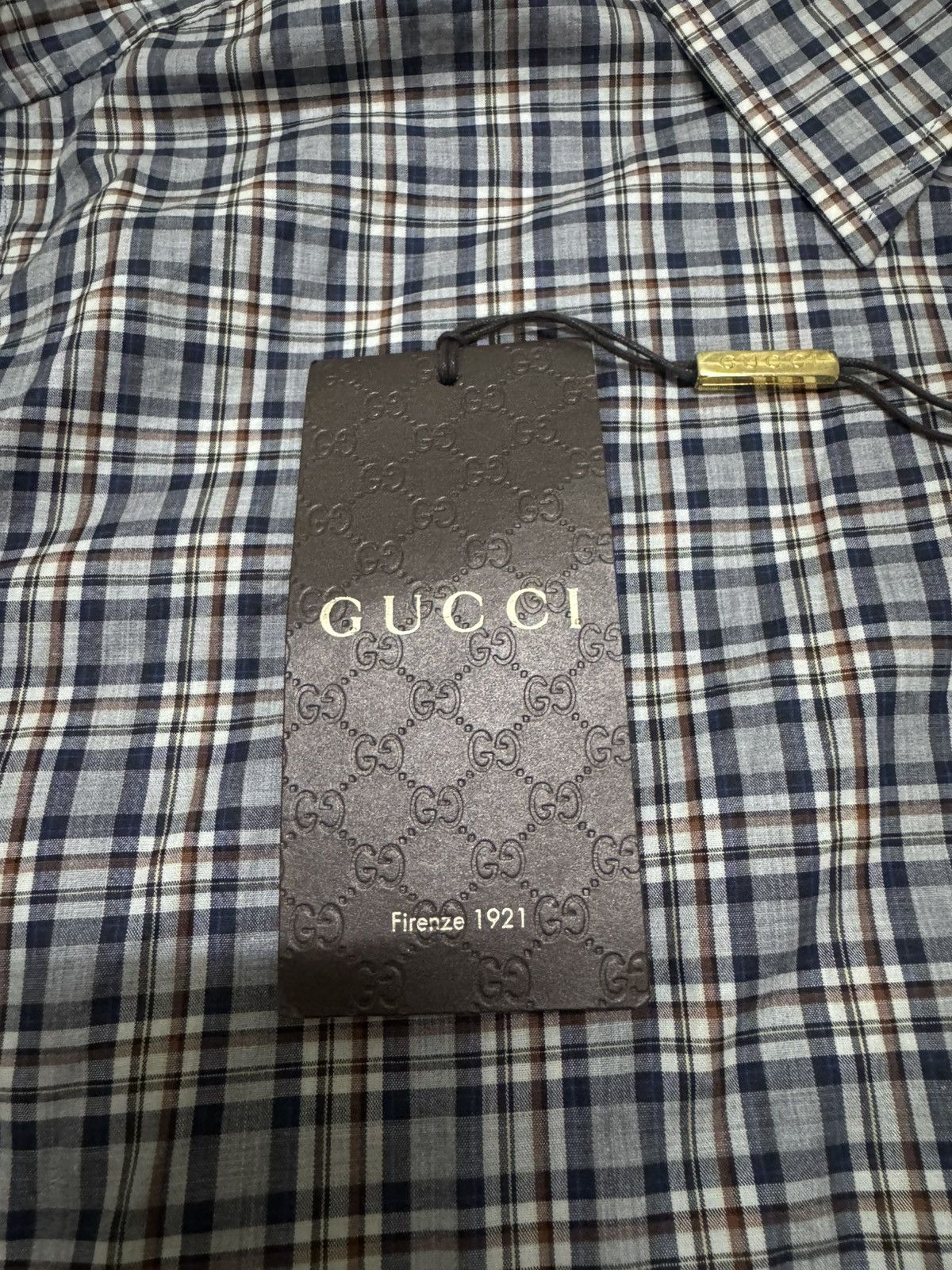 Gucci Gucci men's long-sleeve button-down shirt plaid or checked Size US M / EU 48-50 / 2 - 9 Thumbnail