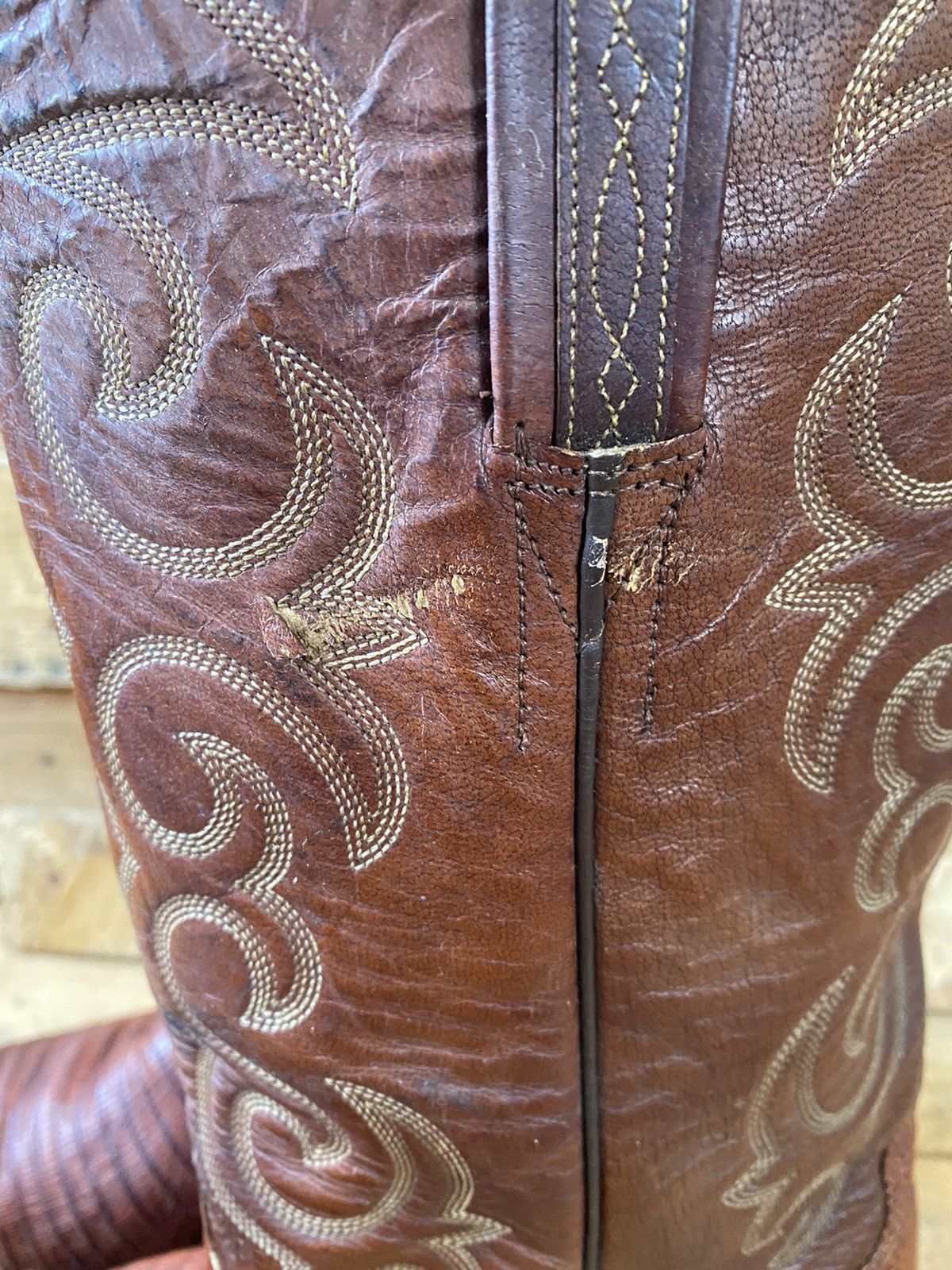 Lucchese × Vintage Lucchese brown leather western boots exotic skin, lizard sz8 Size US 8 / IT 38 - 13 Thumbnail