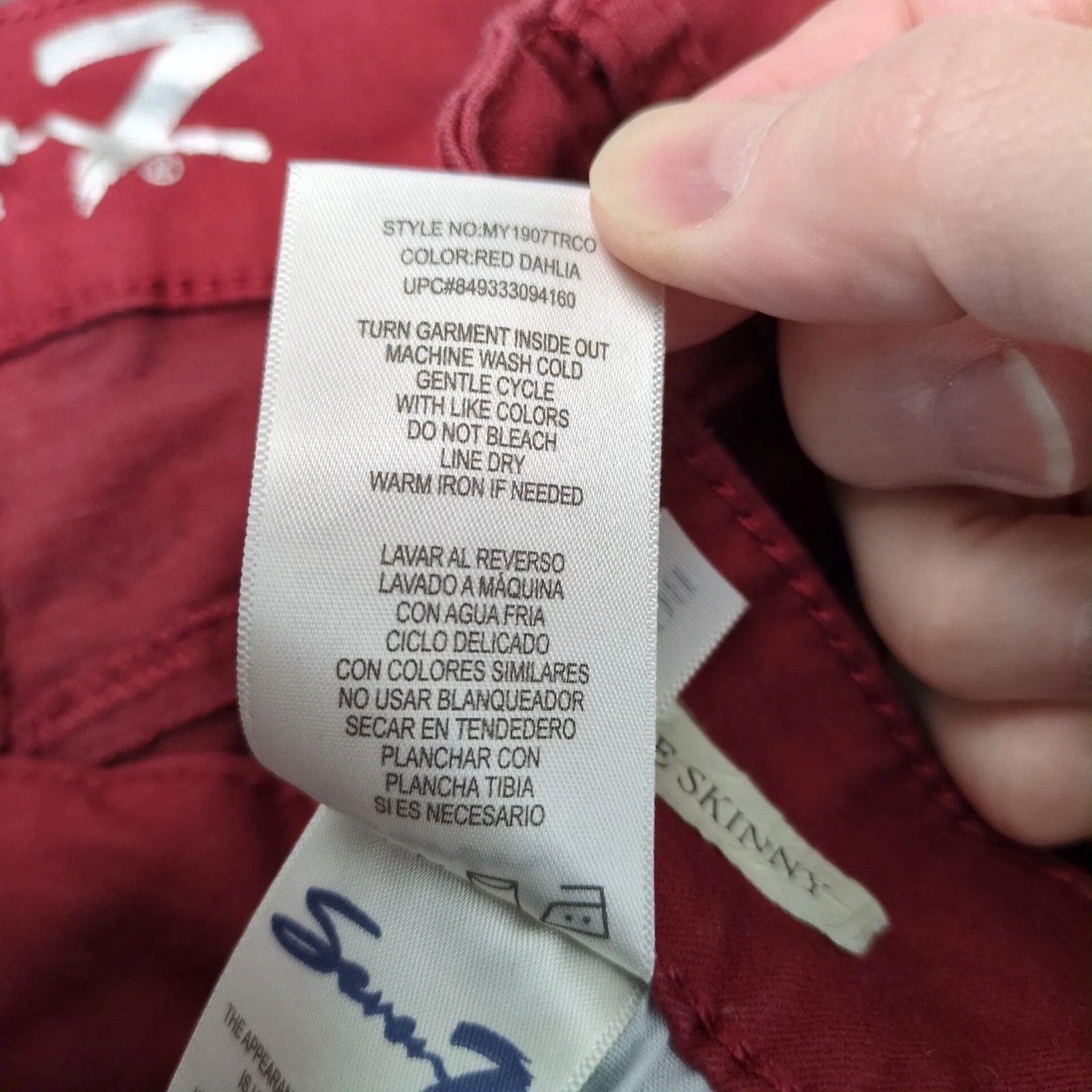 Seven 7 Seven7 High Rise Skinny Burgundy Jeans Womens 8 Booty-Shaper Size 30" / US 8 / IT 44 - 10 Thumbnail