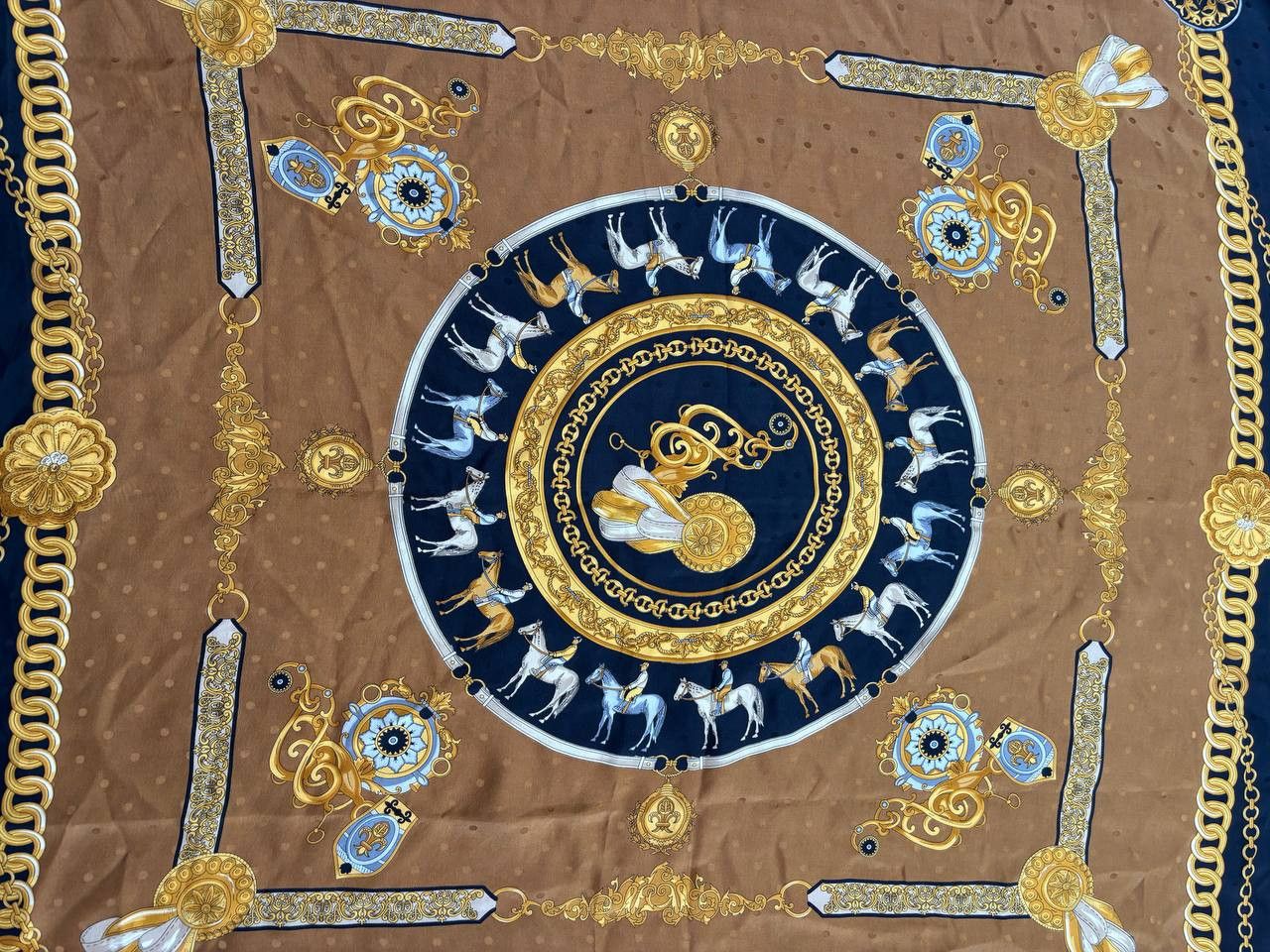 Vintage Vintage Renato Balestra Silk Scarf - Equestrian Chain Motif Size ONE SIZE - 7 Thumbnail