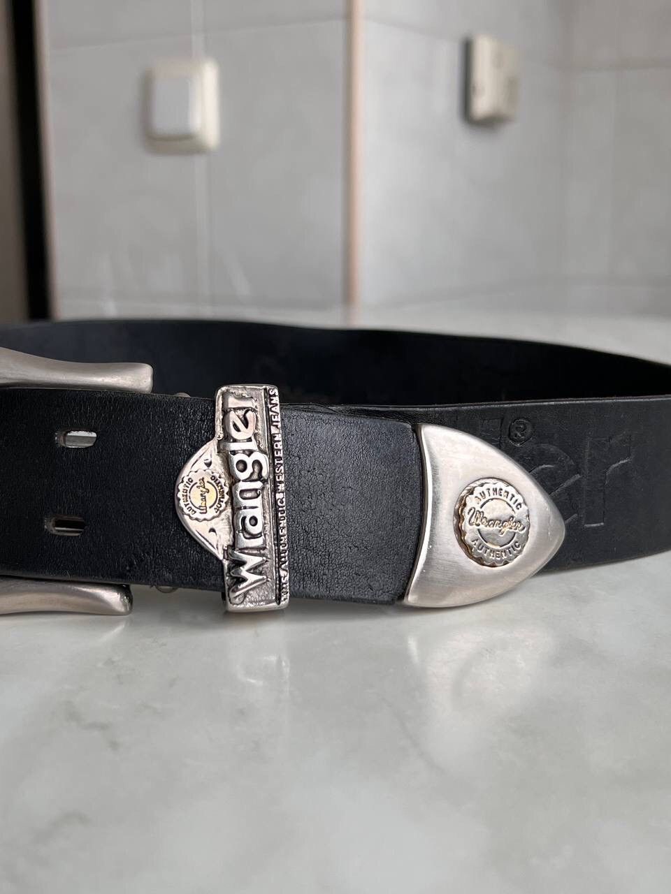 Wrangler Y2K Vintage Wrangler Leather Belt Steel 90s Diesel Style Size ONE SIZE - 2 Thumbnail