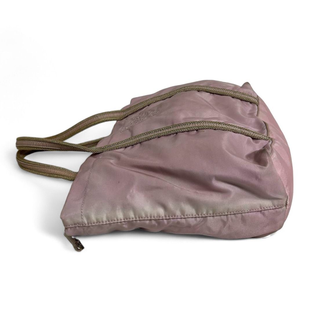 Prada Prada - Pink Nylon Handbag Brown Leather Size ONE SIZE - 4 Thumbnail