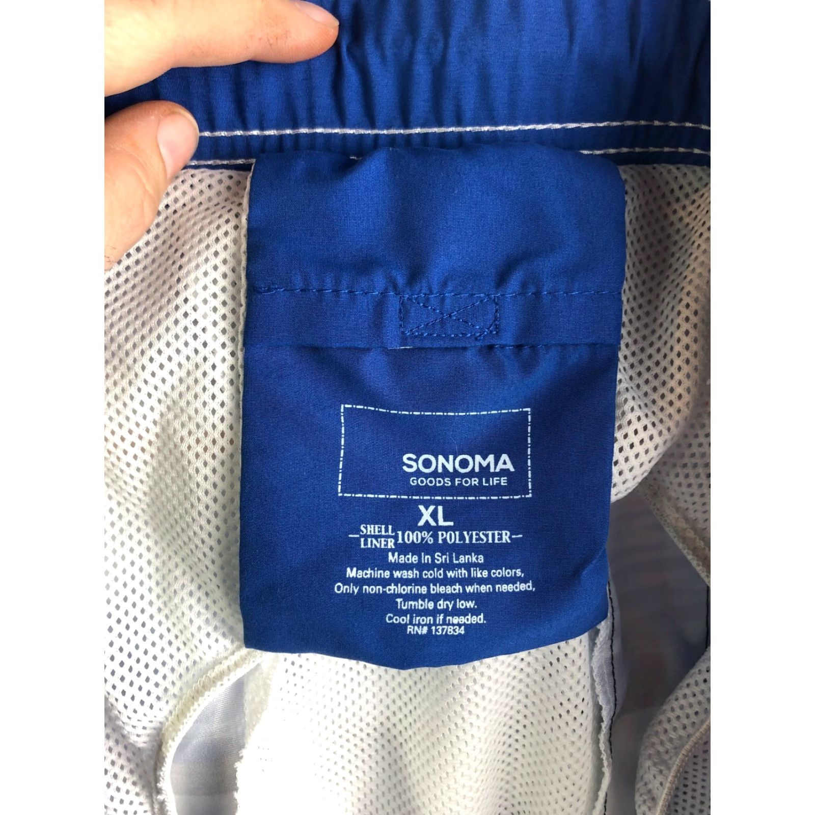 Vintage Sonoma XL Blue Striped Swim Trunk Shorts with Cargo Pocket Mens Bottom Size US 36 / EU 52 - 6 Thumbnail