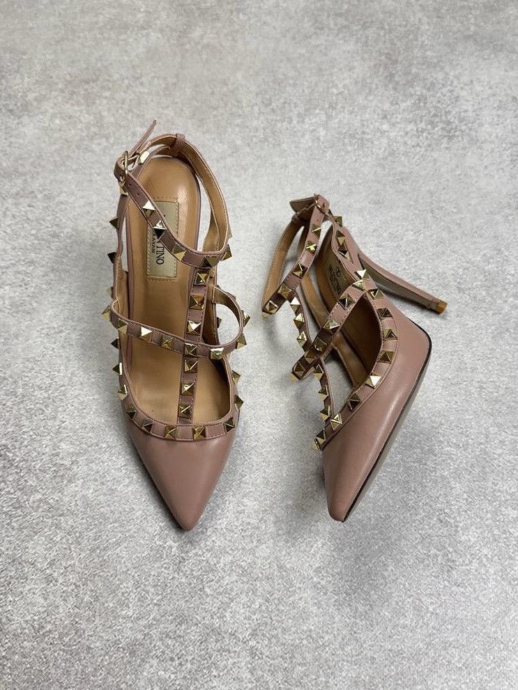 Valentino Valentino Garavagi Rockstud Ankle Strap Pump Heels 100mm Size US 5 / IT 35 - 5 Thumbnail