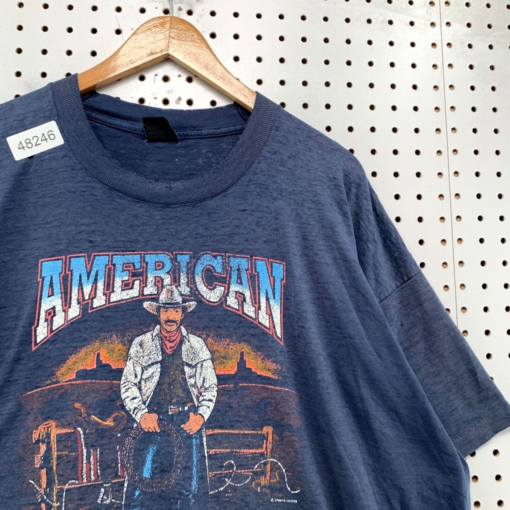 Vintage Vintage Rancher Cowboy T Shirt Mens 3XL Blue American Western Burnout Thin USA Size US XXL / EU 58 / 5 - 7 Thumbnail