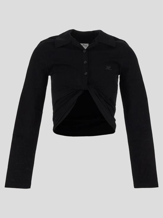 Courreges COURREGES Women Polo Shirts 225JP0048JS0193 9999 Black Size L / US 10 / IT 46 - 1 Thumbnail