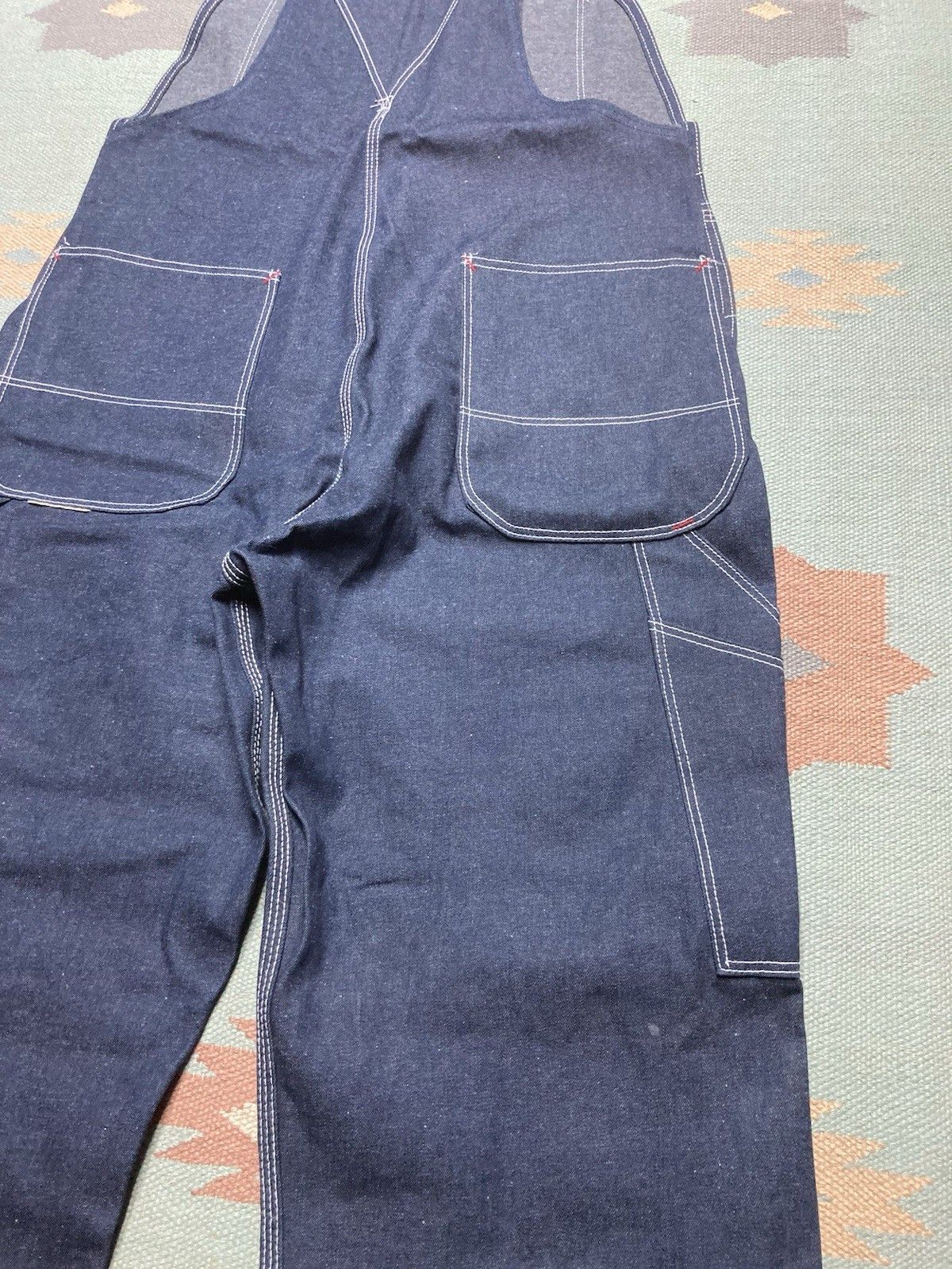 Vintage 80s dickies denim overalls NOS raw denim farm work USA 38x32 Size US 38 / EU 54 - 7 Thumbnail