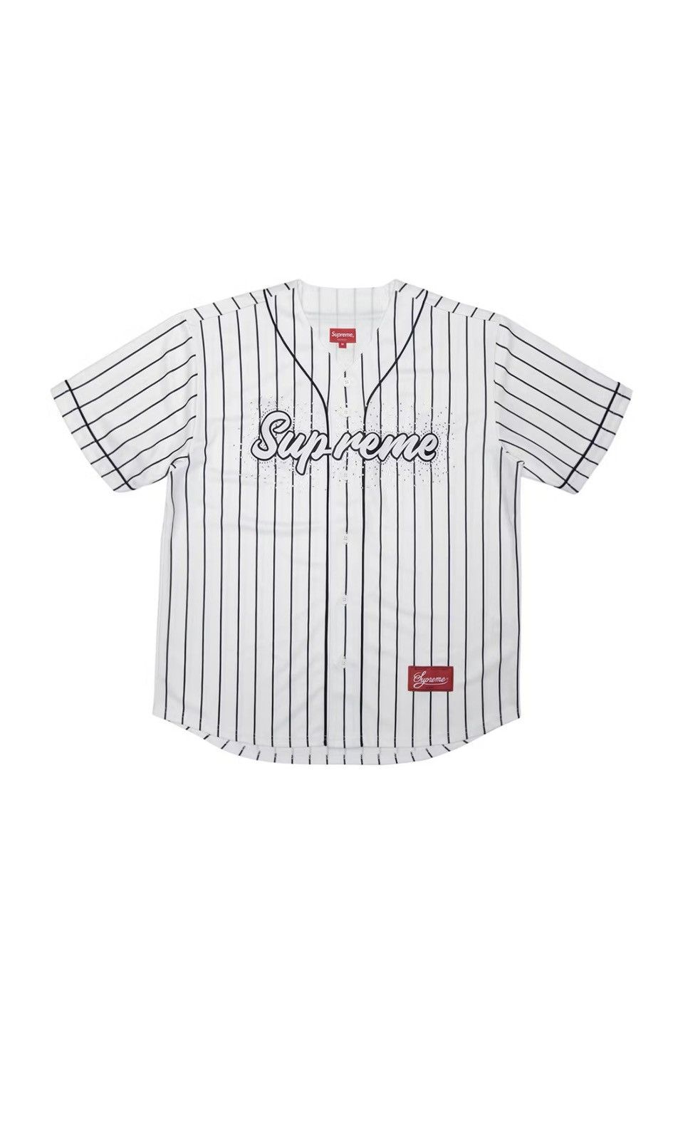 Supreme Supreme Rhinestone Baseball Jersey Pinstripe Medium (SS20) Size US M / EU 48-50 / 2 - 9 Thumbnail