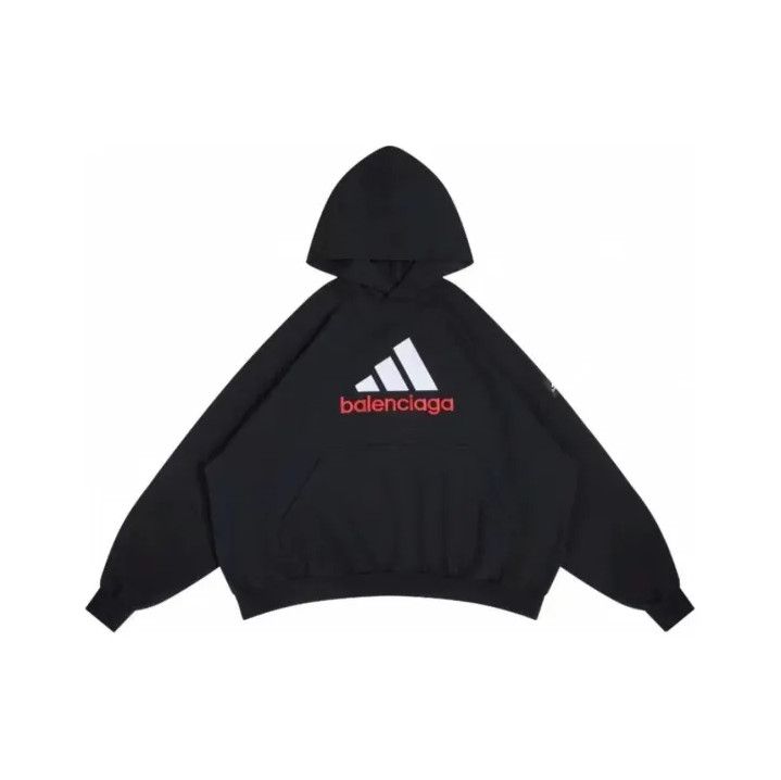 Balenciaga Balenciaga x Adidas Black Logo Hooded Sweatshirt Size US M / EU 48-50 / 2 - 1 Thumbnail
