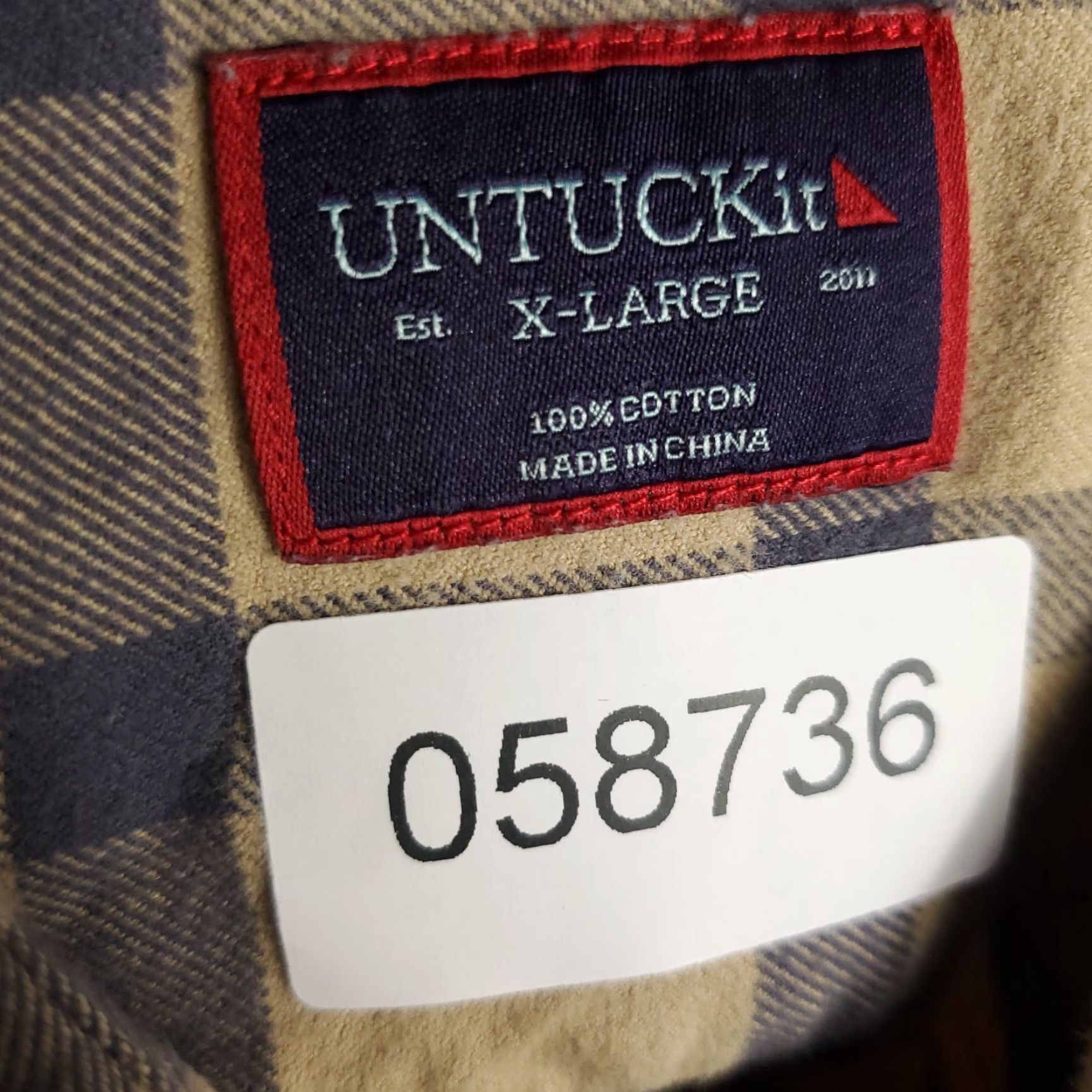 UNTUCKit UNTUCKit Shirt Mens XL Beige Check Flannel Casual Button Up Long Sleeve Size US XL / EU 56 / 4 - 7 Thumbnail