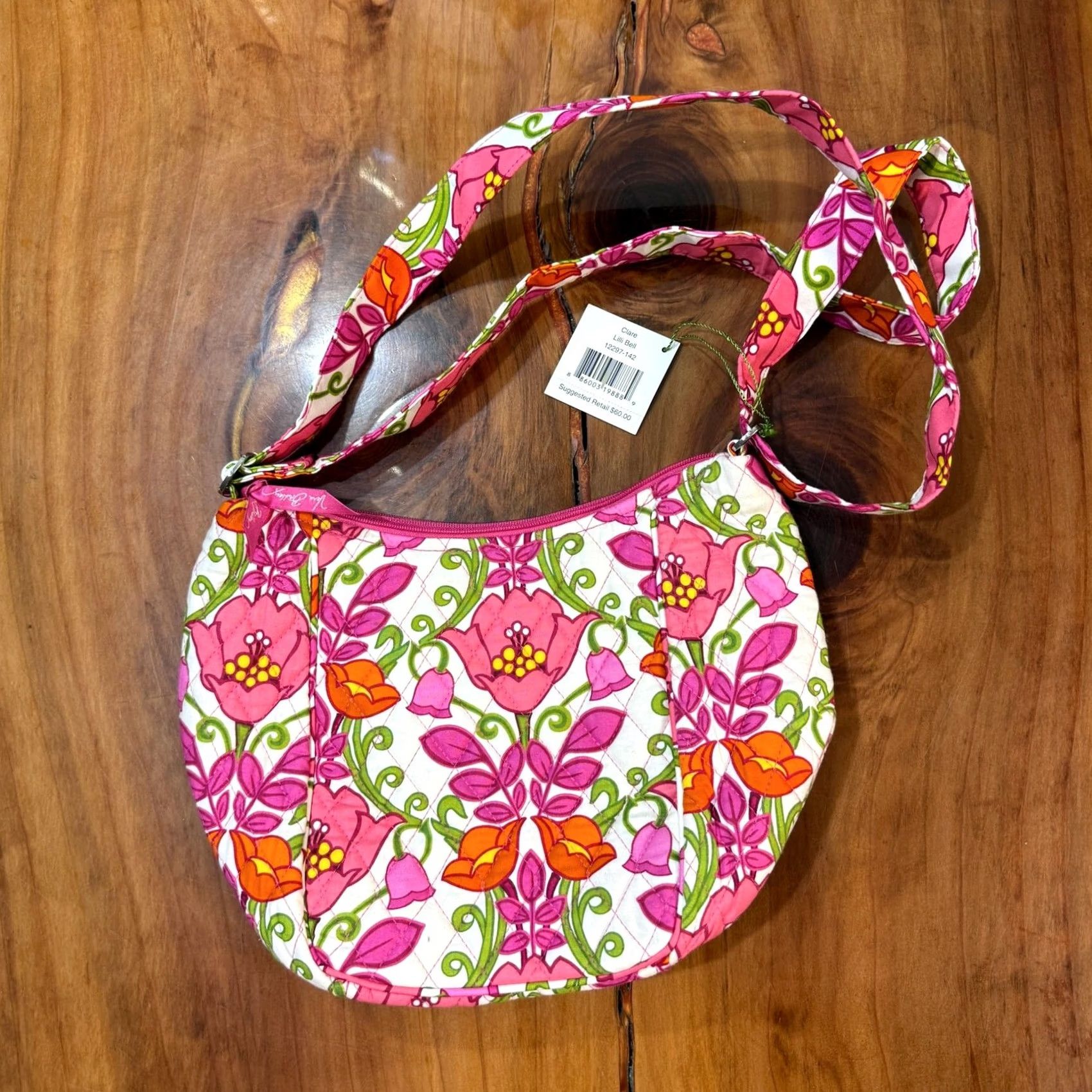 Vera Bradley Vera Bradley Bag Purse Clare Lilli Bell Floral Cotton Crossbody G20 Pink, Medium, Crescent, Crossbody Strap, Women, Casual, Shoulder Bag Size ONE SIZE - 3 Thumbnail