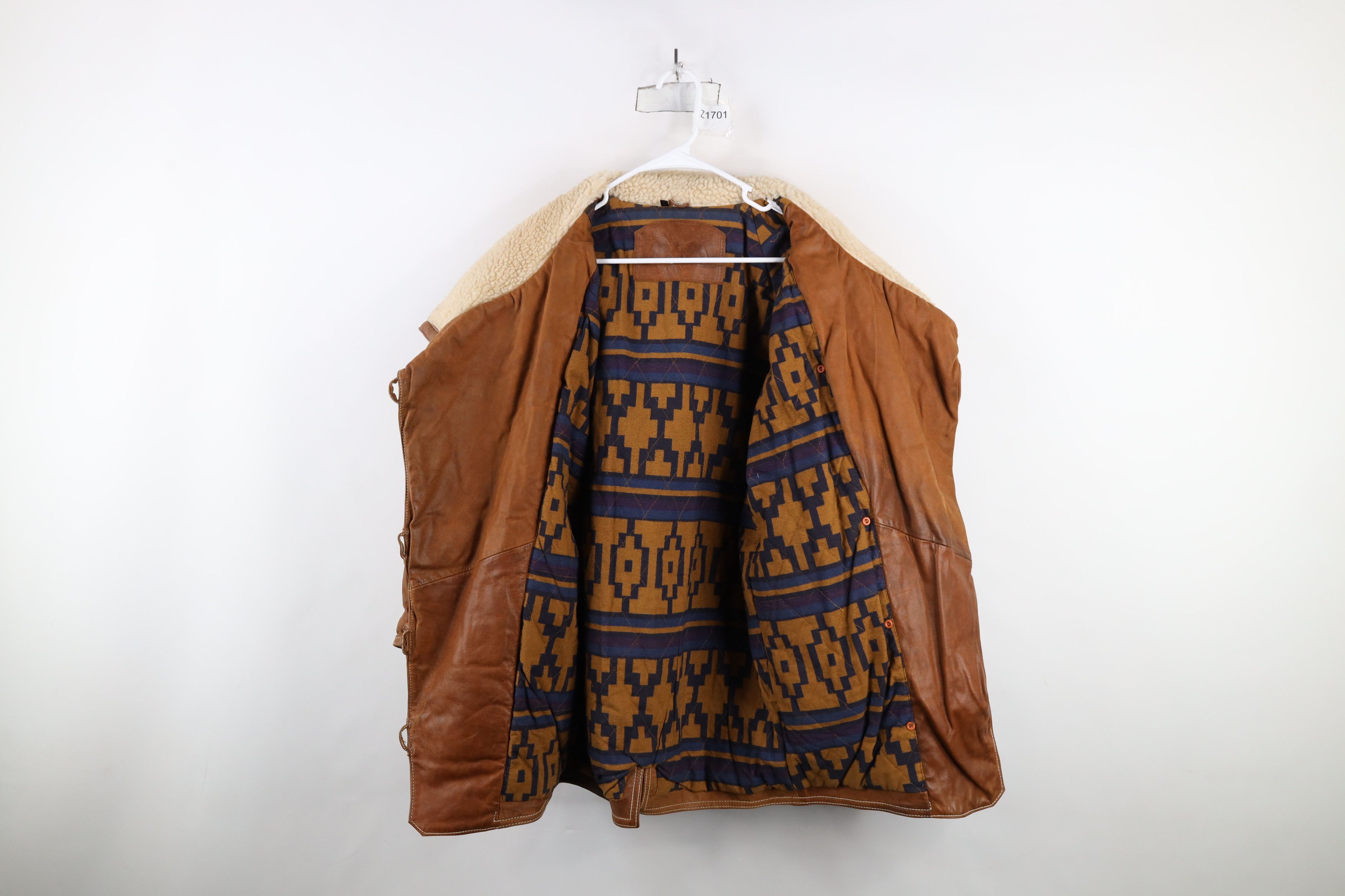 Vintage Vintage 90s Streetwear Shearling Collar Leather Jacket Size S / US 4 / IT 40 - 9 Thumbnail