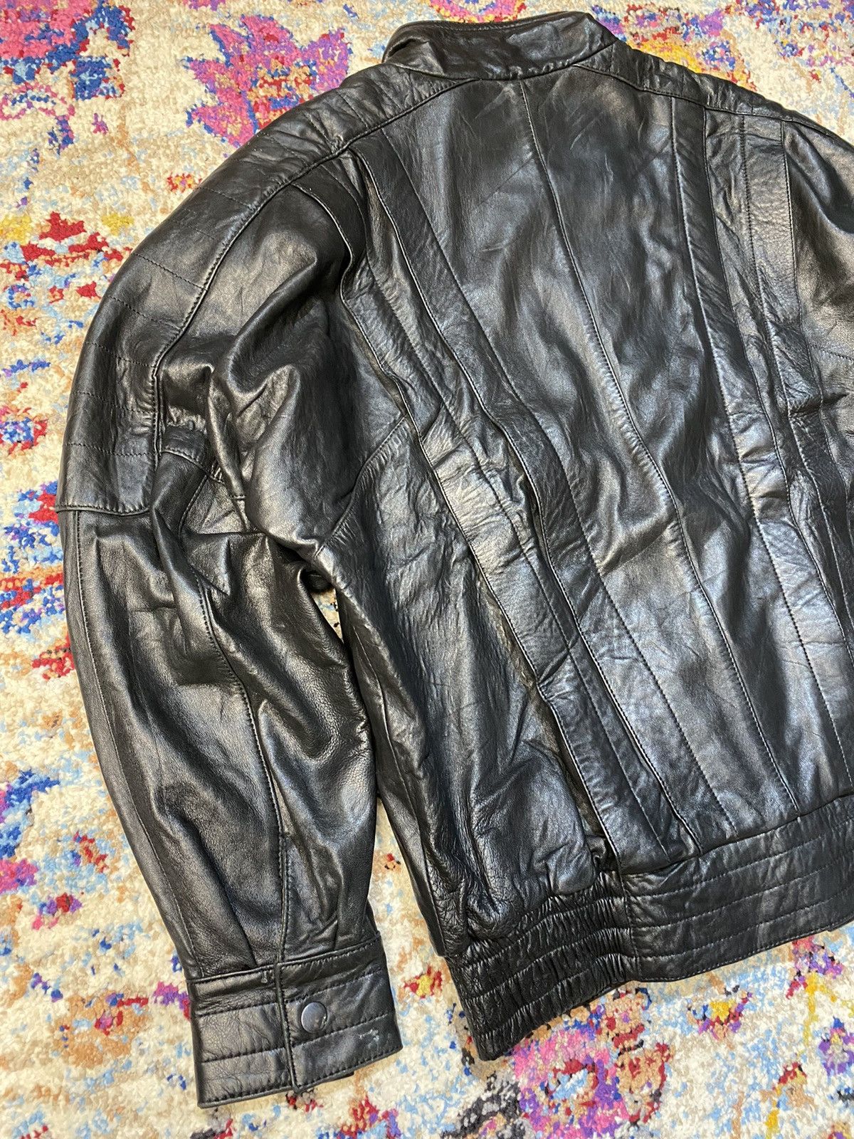 Vintage CLASSIC AVANT GARDE GENUINE SHEEPSKIN BOMBER LEATHER JACKET Size US L / EU 52-54 / 3 - 9 Thumbnail