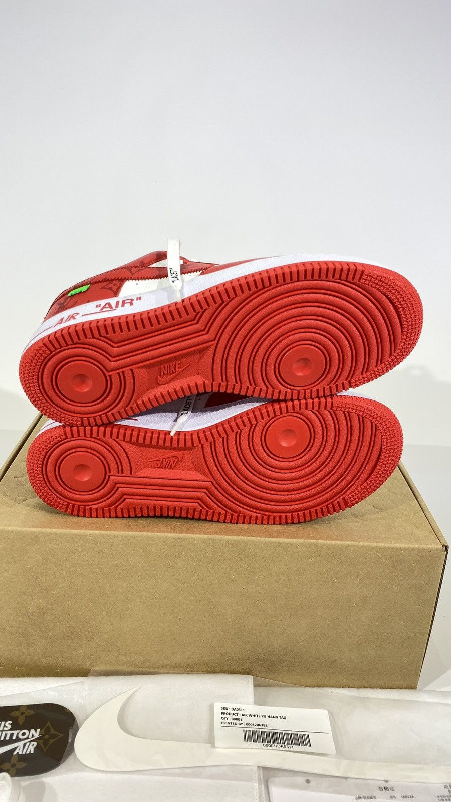 Louis Vuitton Louis Vuitton X Nike 8.5 Air Force 1 White Red Virgil Abloh Size US 8.5 / EU 41-42 - 4 Thumbnail