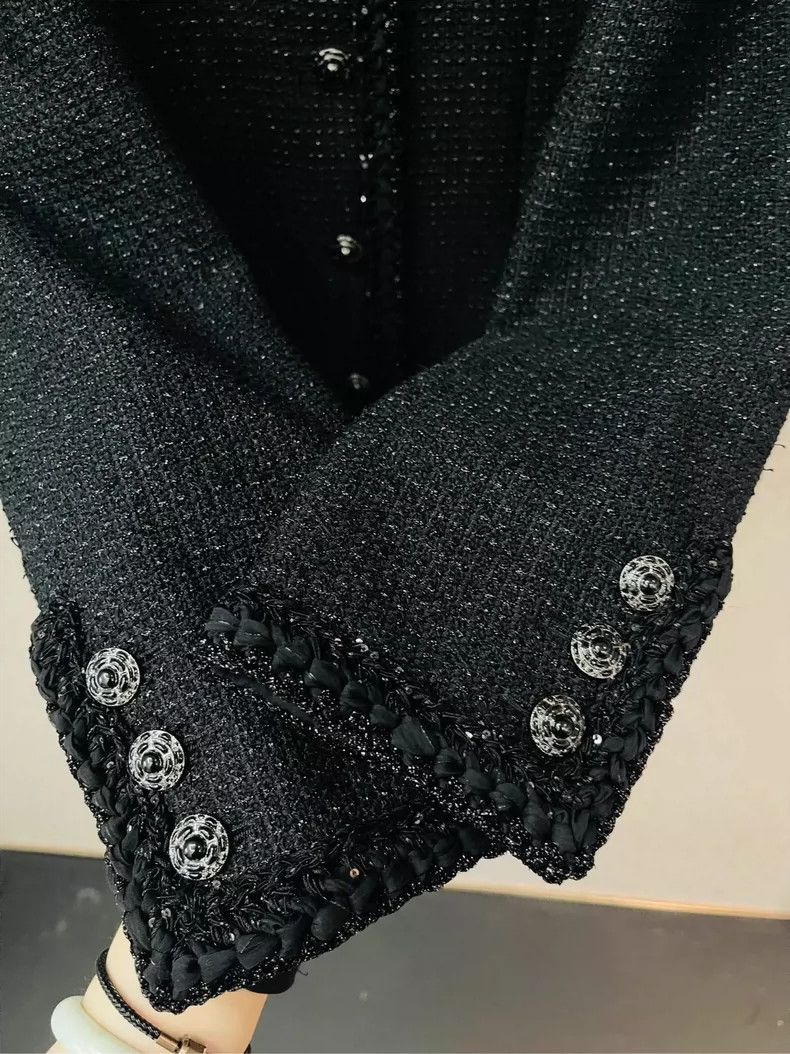 Chanel Chanel 25S black thin shiny piece tweed jacket 2504-Nextarr Size S / US 4 / IT 40 - 2 Thumbnail